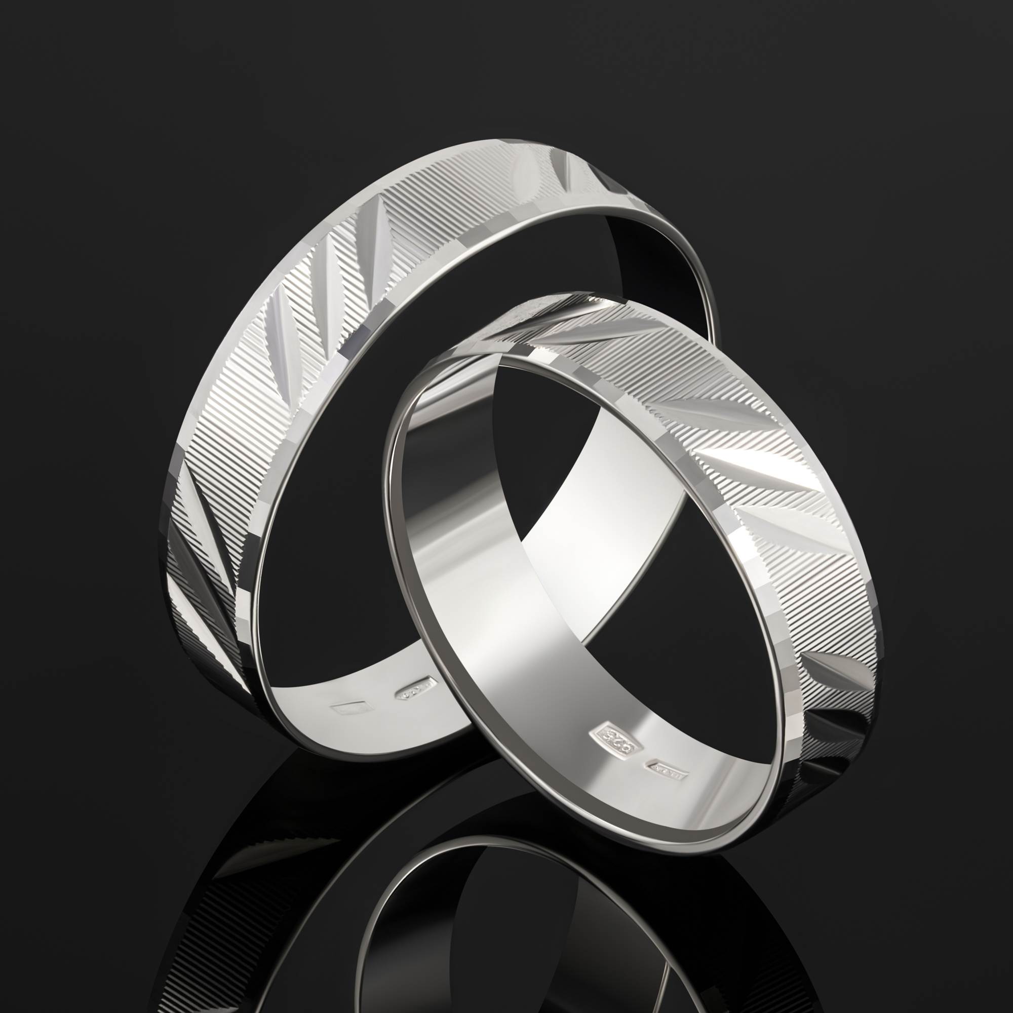 Серебряное кольцо обручальное Золотая подкова ЯВ821423-50/2С, размеры от 16 до 22.5
