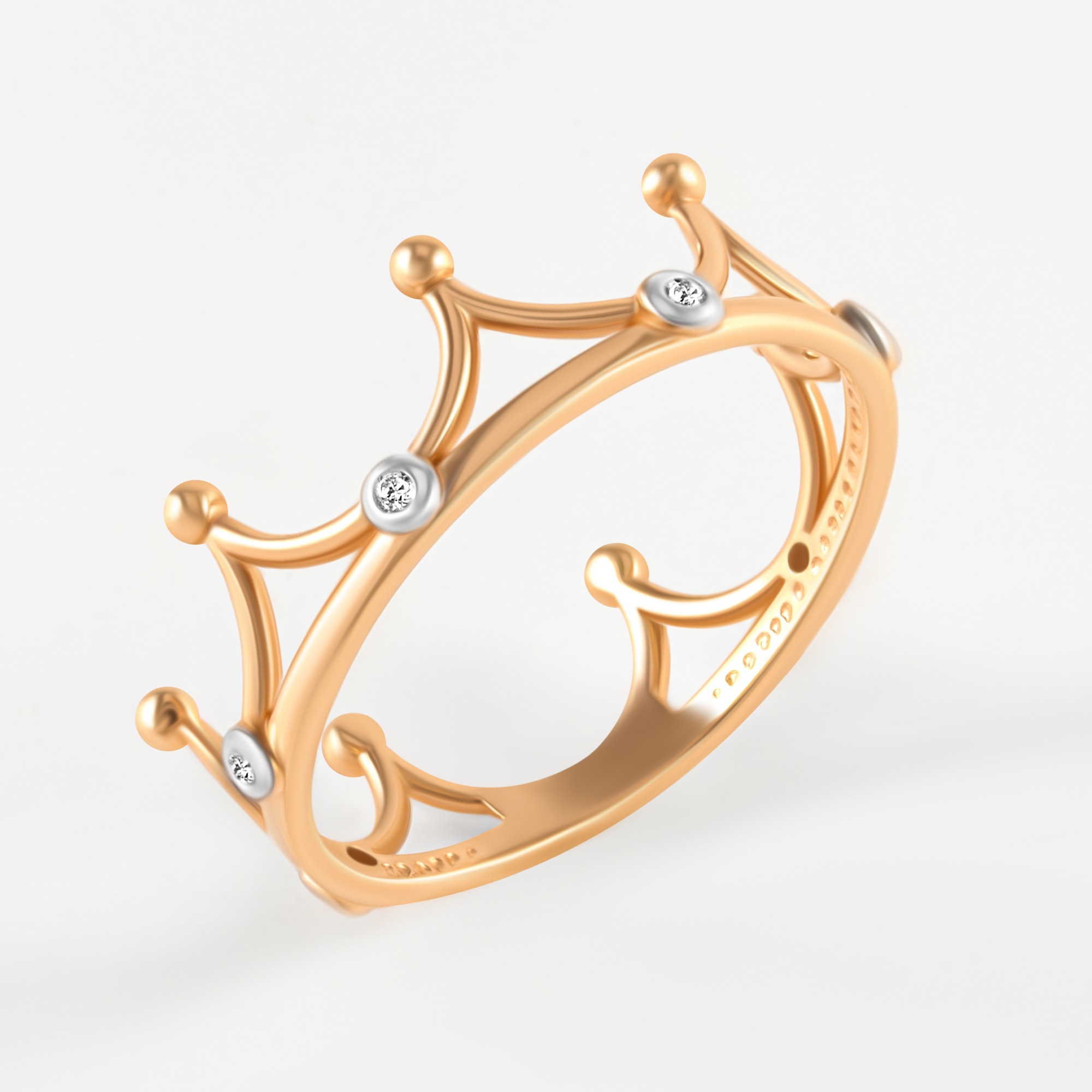 Золотое кольцо Санис из красного золота 585 пробы  со вставками (фианит) СН01-114865, размеры от 16.5 до 16.5