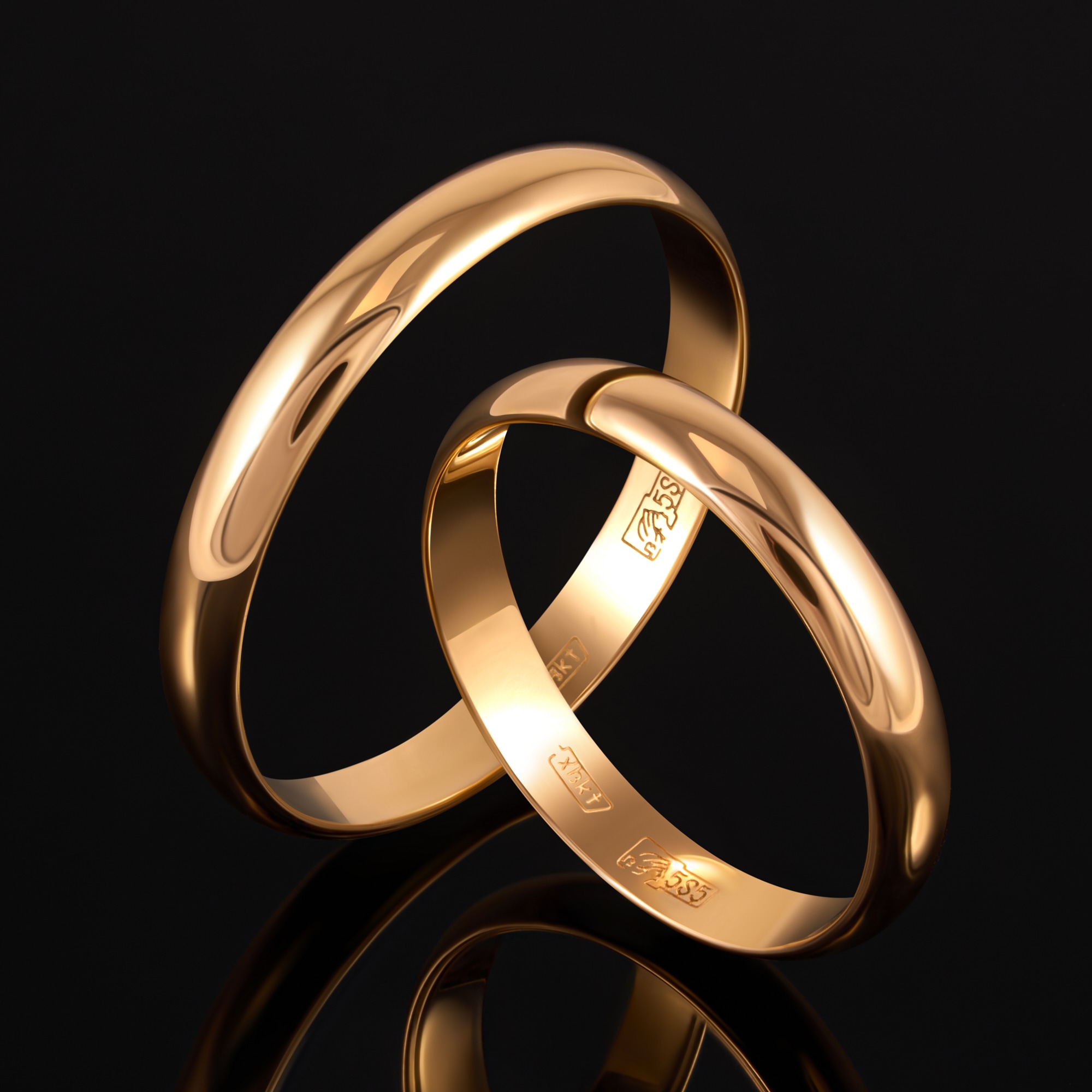 Золотое кольцо обручальное Топаз из красного золота 585 пробы ТЗТ10001012, размеры от 15 до 22.5