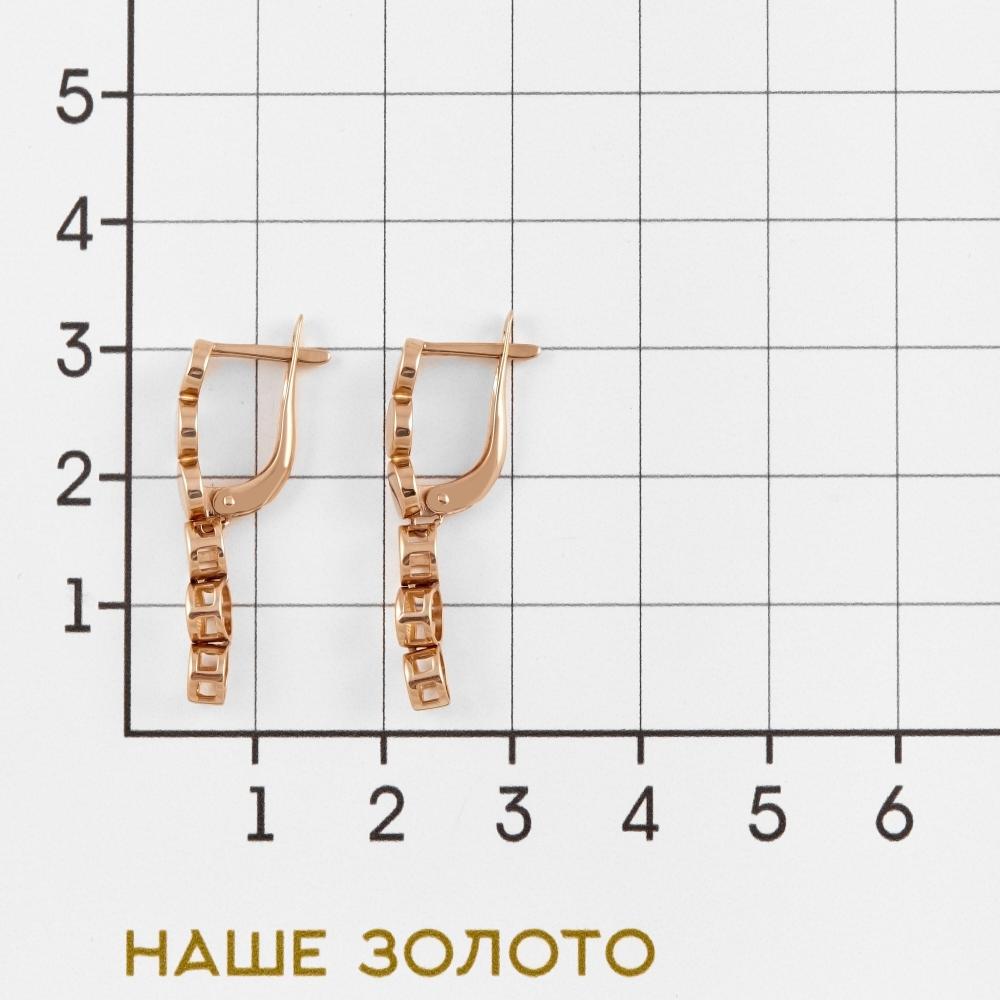 Золотые серьги подвесные Талант из красного золота 585 пробы ТБ1400000027906