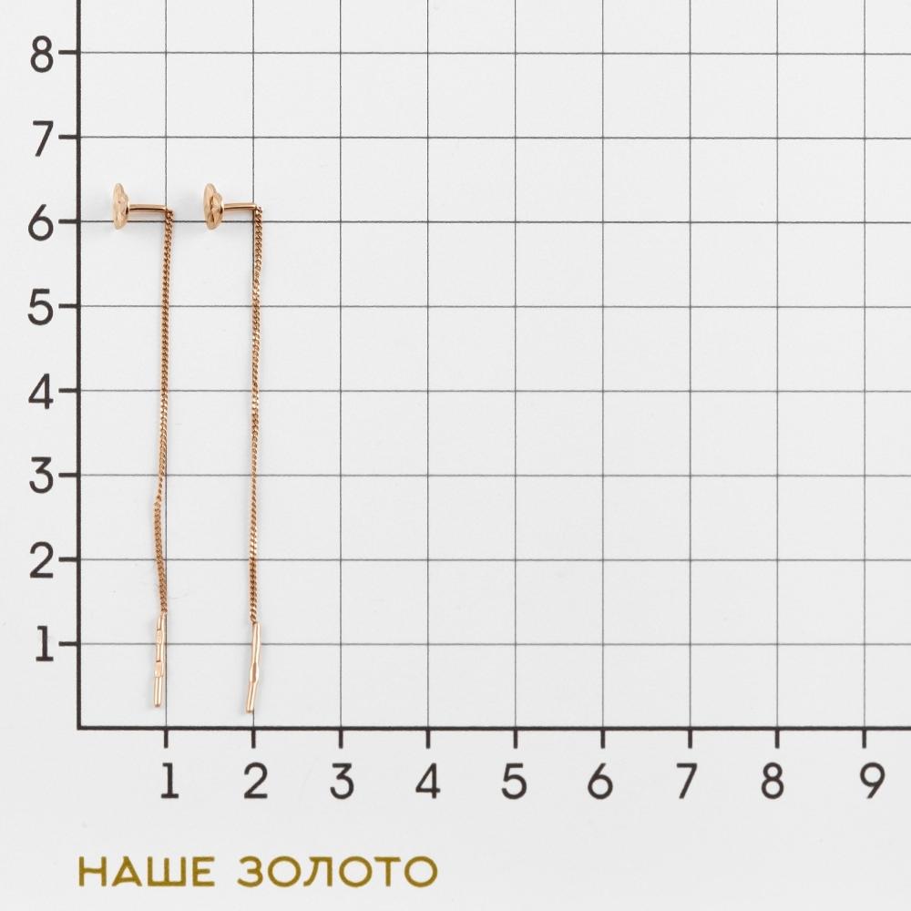 Золотые серьги протяжки Талант из красного золота 585 пробы ТБ1501000024688