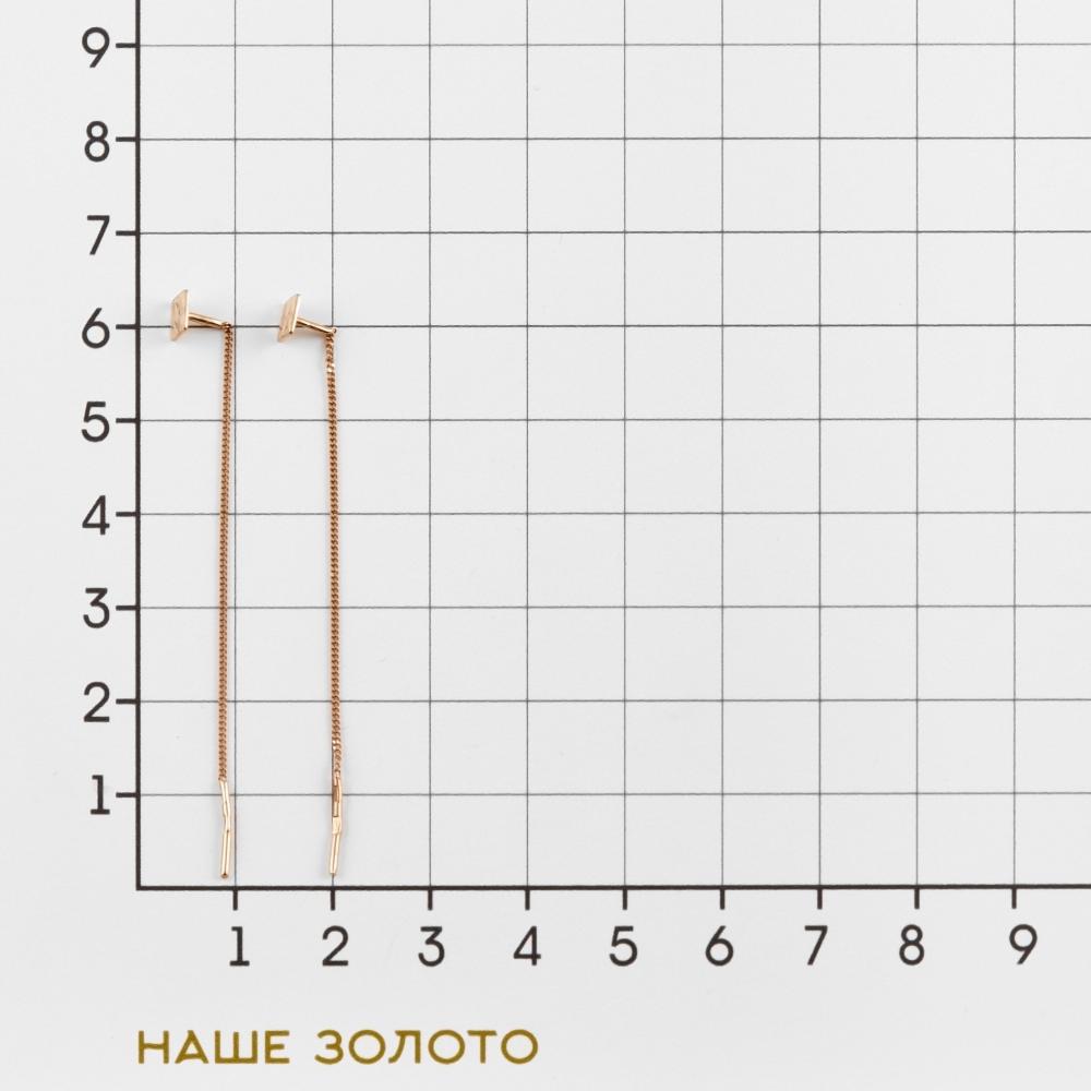 Золотые серьги протяжки Талант из красного золота 585 пробы ТБ1501000024690