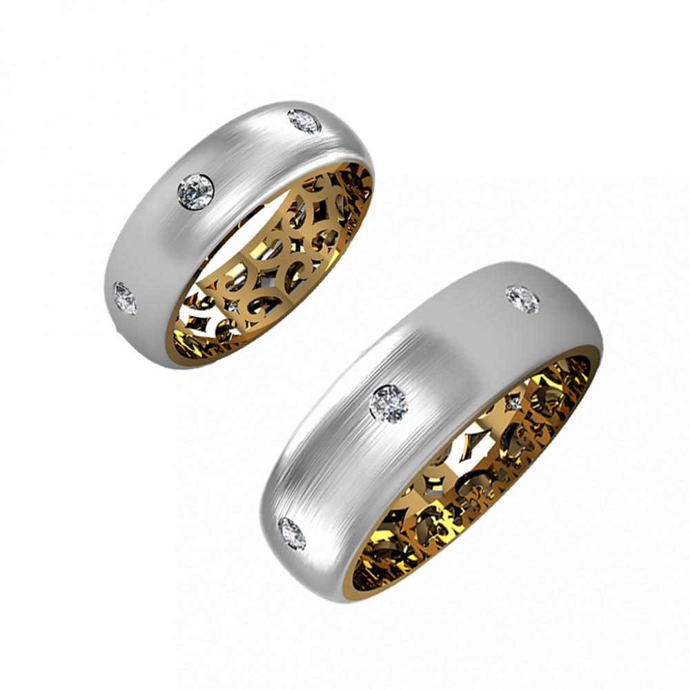 Золотое кольцо обручальное Kota osta из красного золота 585 пробы со вставками из драгоценных камней (бриллиант) КАКО-ОКБ242Гм15, размеры от 16.5 до 21