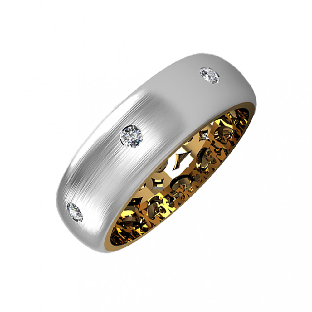 Золотое кольцо обручальное Kota osta из красного золота 585 пробы со вставками из драгоценных камней (бриллиант) КАКО-ОКБ242Гм15, размеры от 16.5 до 21