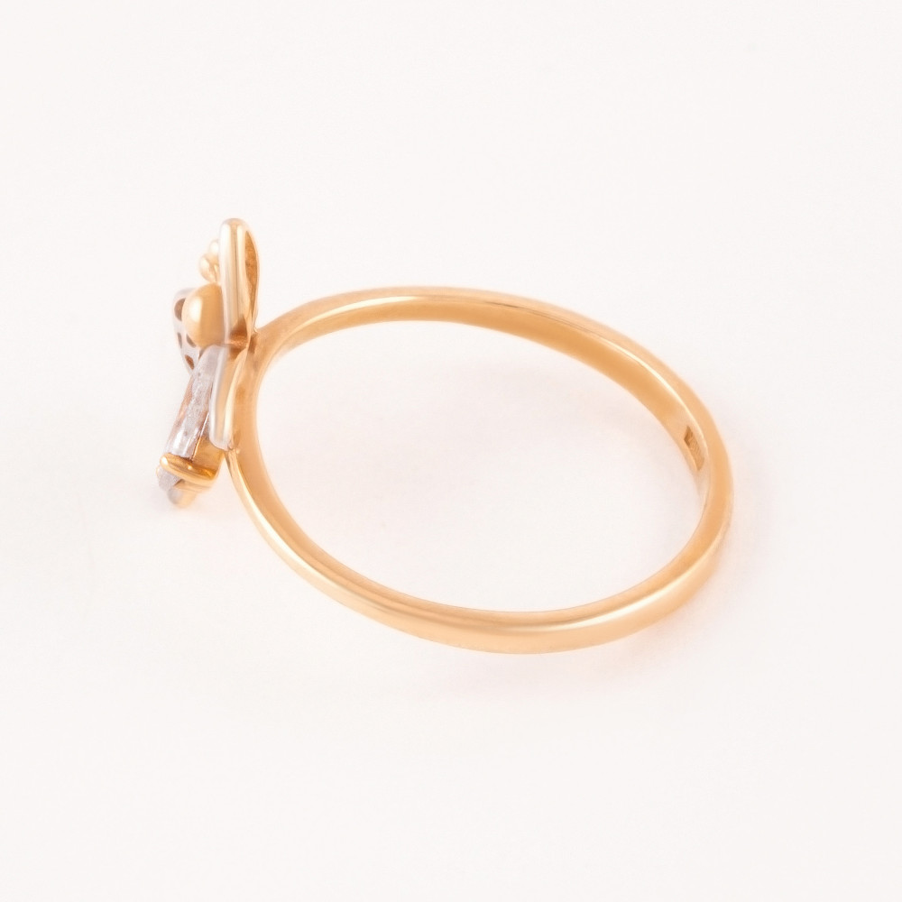 Золотое кольцо Амбер из красного золота 585 пробы  со вставками (фианит) АБ1201363Р, размеры от 14 до 16