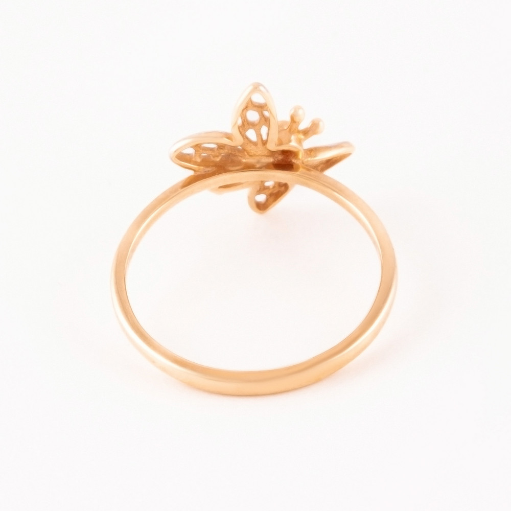 Золотое кольцо Амбер из красного золота 585 пробы  со вставками (фианит) АБ1201363Р, размеры от 14 до 16