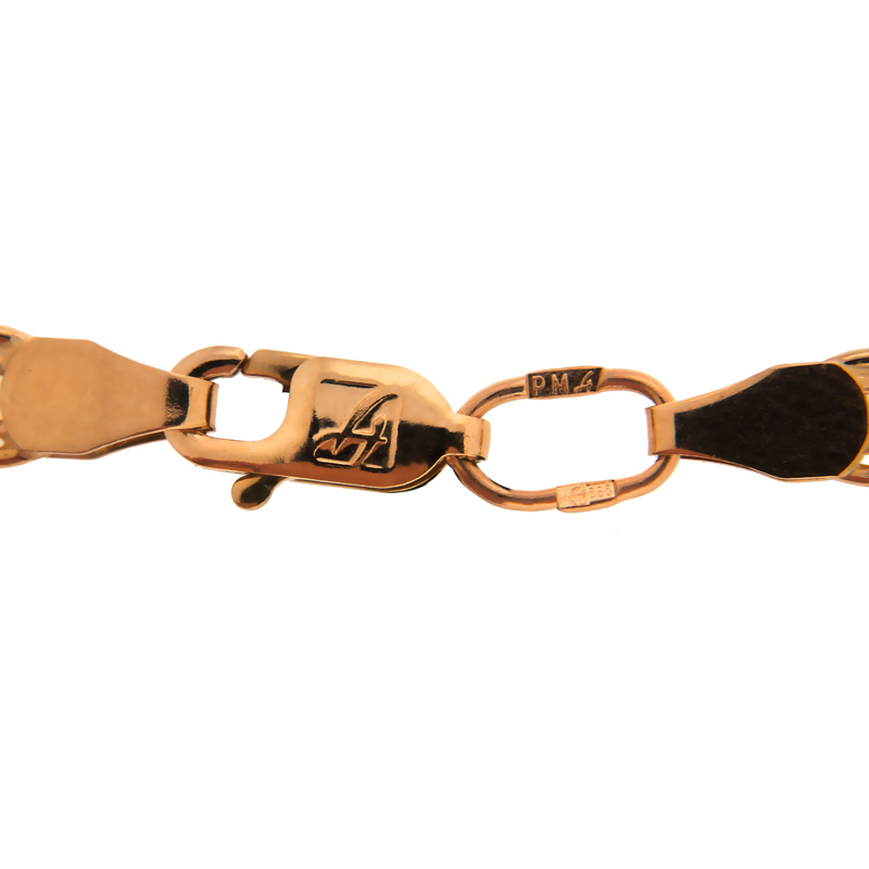 Золотой браслет Магнат  из красного золота 585 пробы ПЗА023001, размеры от 17 до 21