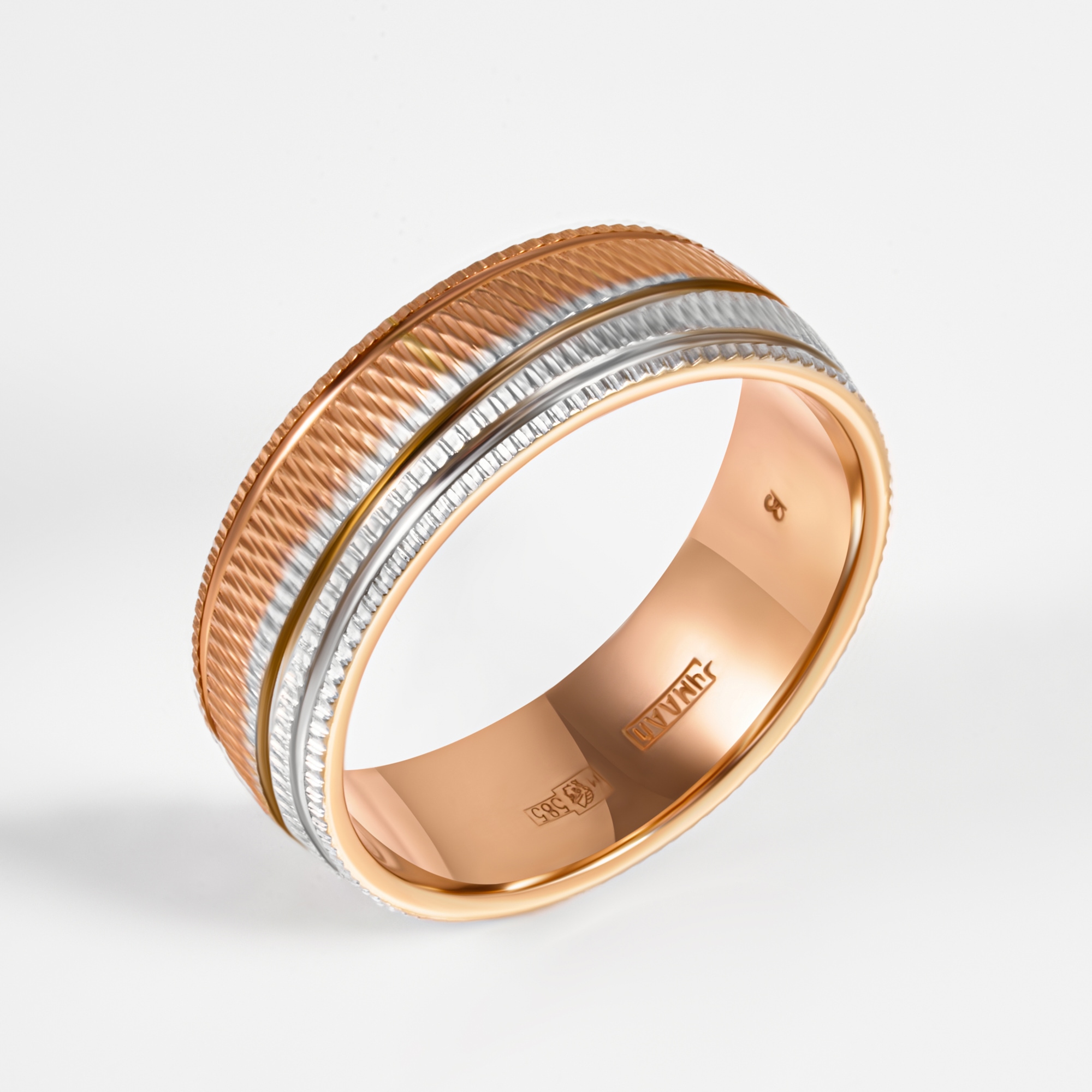 Золотое кольцо обручальное Веско из красного золота 585 пробы 7ВЗТ1369КБ