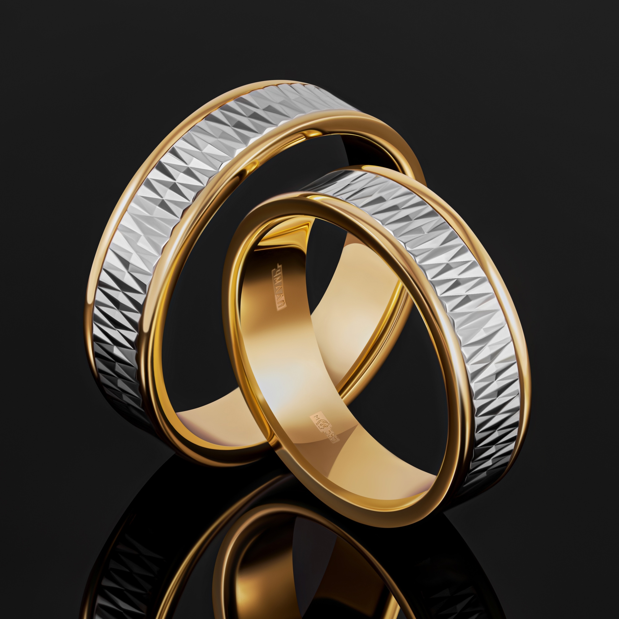 Золотое кольцо обручальное Веско из красного золота 585 пробы 7ВЗТ1377ЖБ