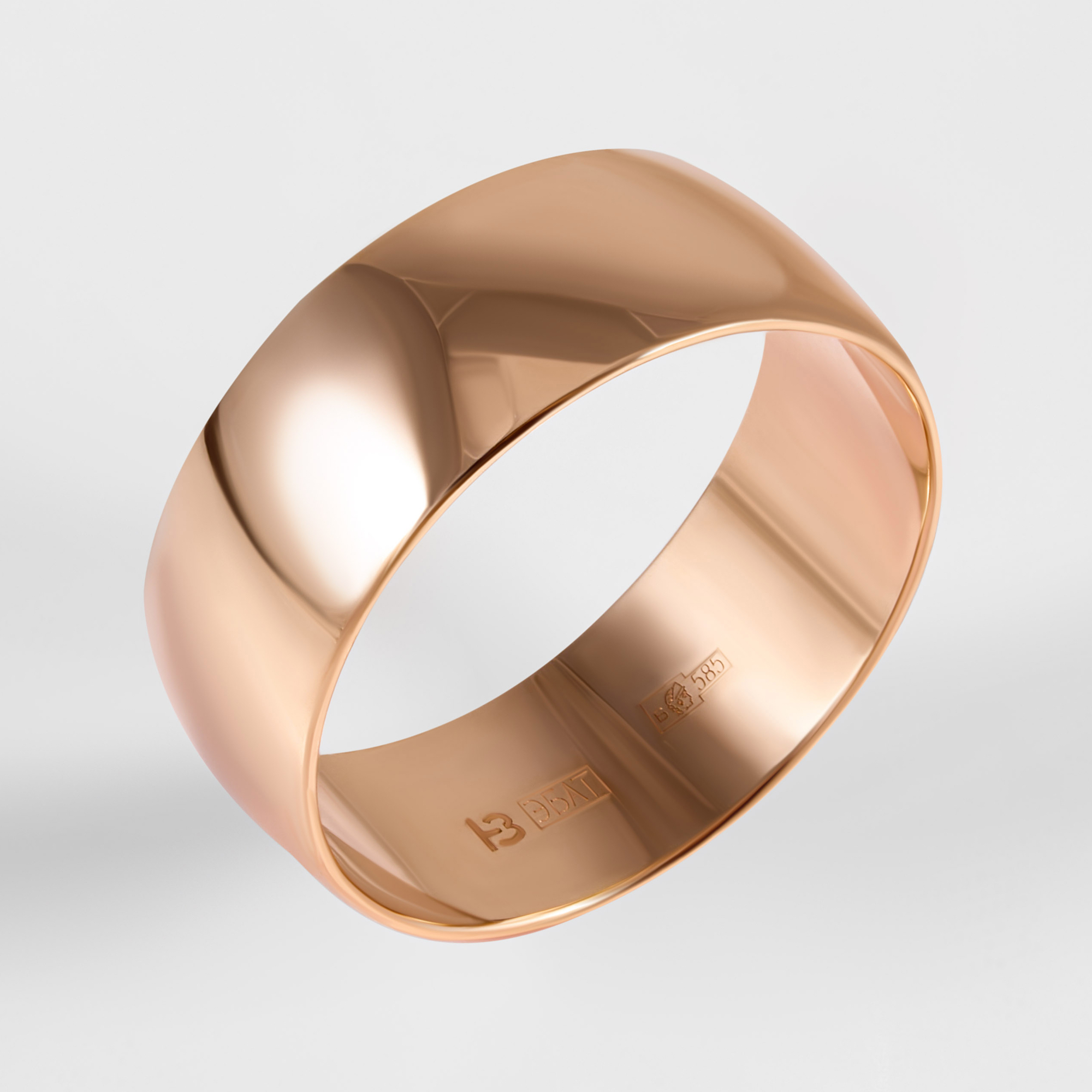 Золотое кольцо обручальное Магнат из красного золота 585 пробы ПЗ17007, размеры от 16 до 22