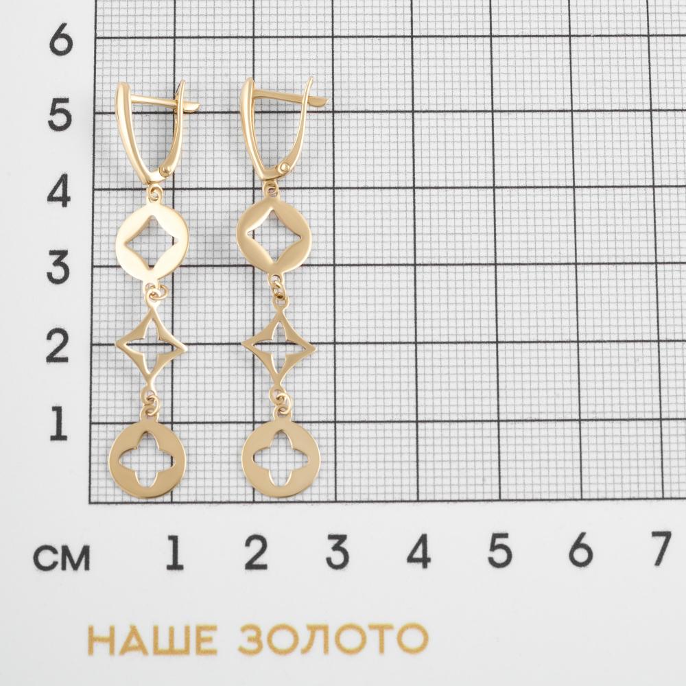 Золотые серьги подвесные Liberty из красного золота 585 пробы РЫСЗ0140Л