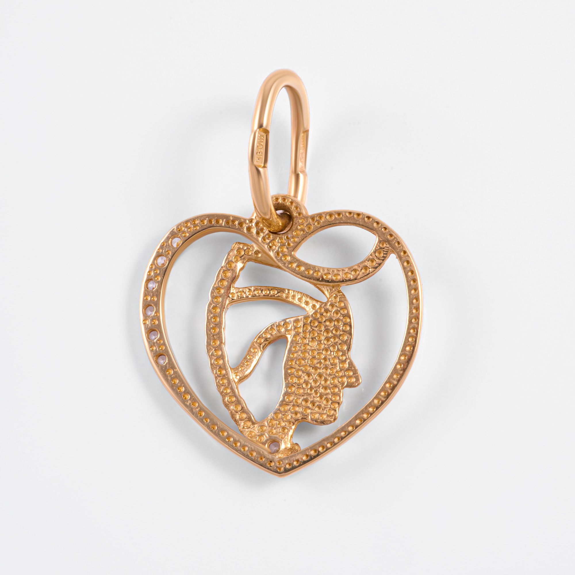 Золотой знак зодиака Efremof из красного золота 585 пробы  со вставками (фианит) ЮПП1320890