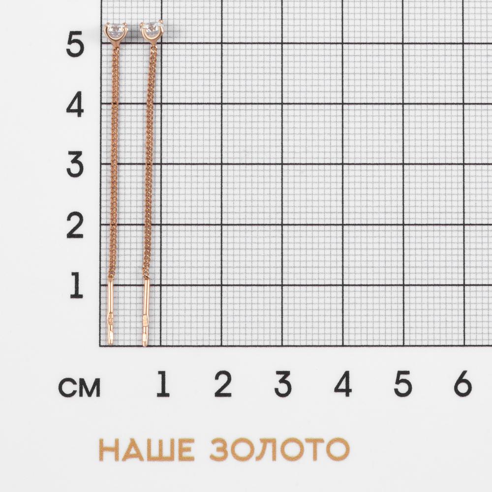 Золотые серьги протяжки Золотая столица из красного золота 585 пробы ЗЧ2126831010