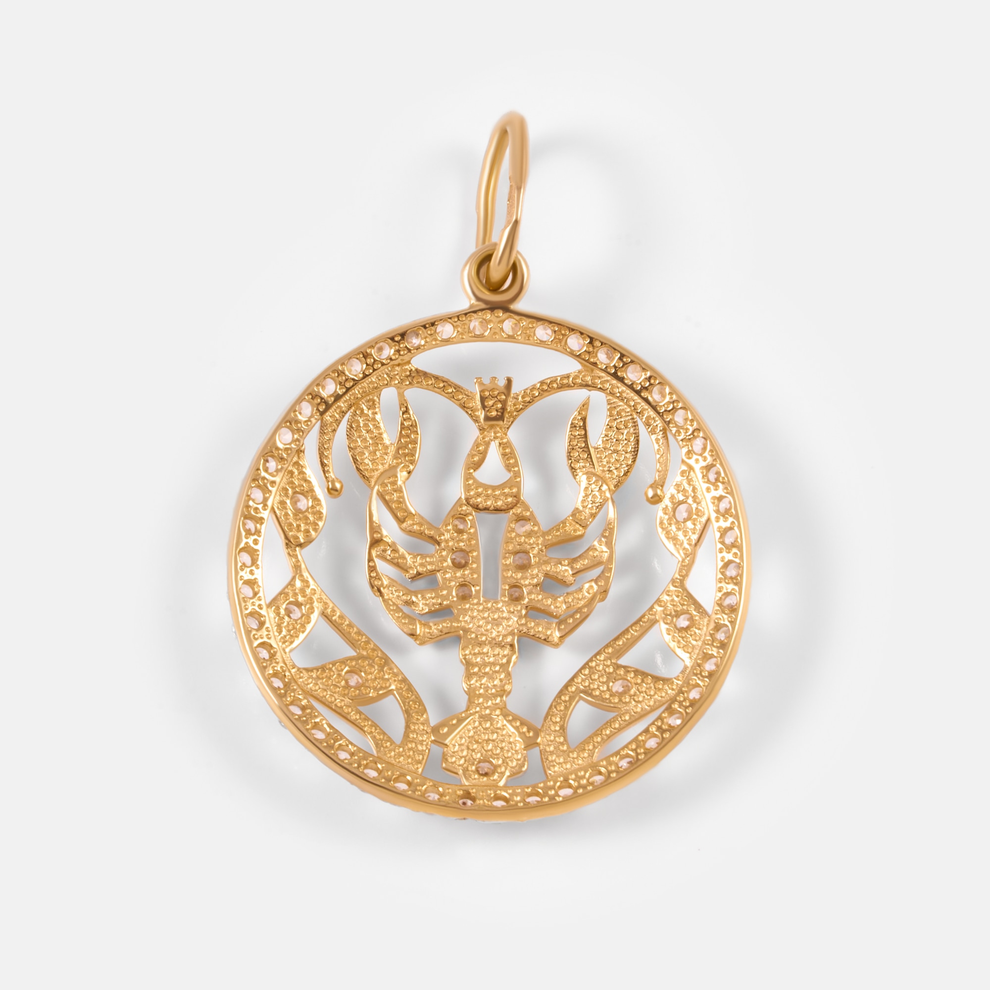 Золотой знак зодиака Efremof из красного золота 585 пробы  со вставками (фианит) ЮПП1326831