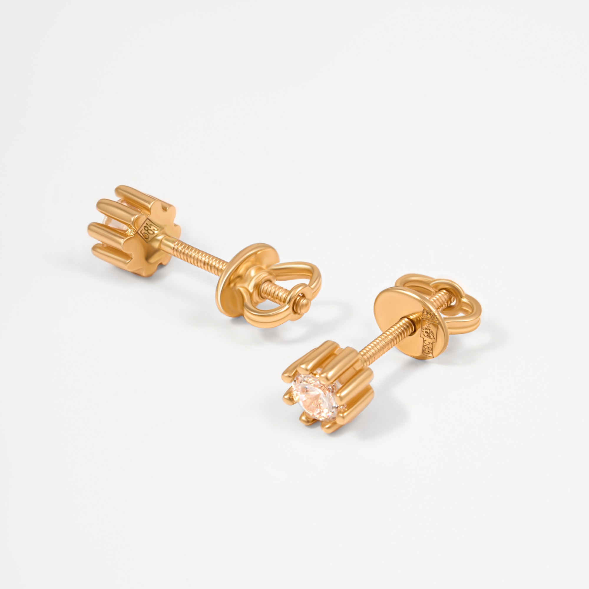 Золотые серьги гвоздики Випголд из красного золота 585 пробы ВПСС0129К