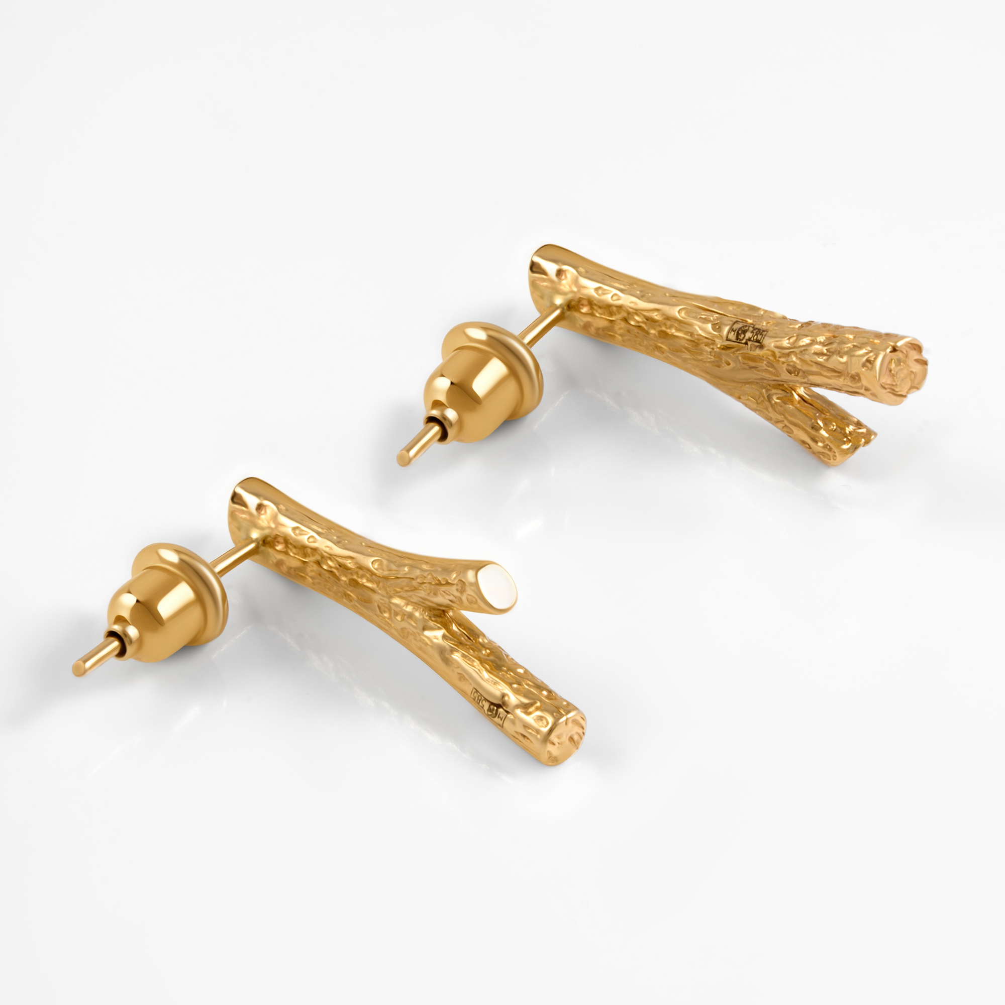 Золотые серьги гвоздики Мостар из красного золота 585 пробы МЦЕ22ДК1037
