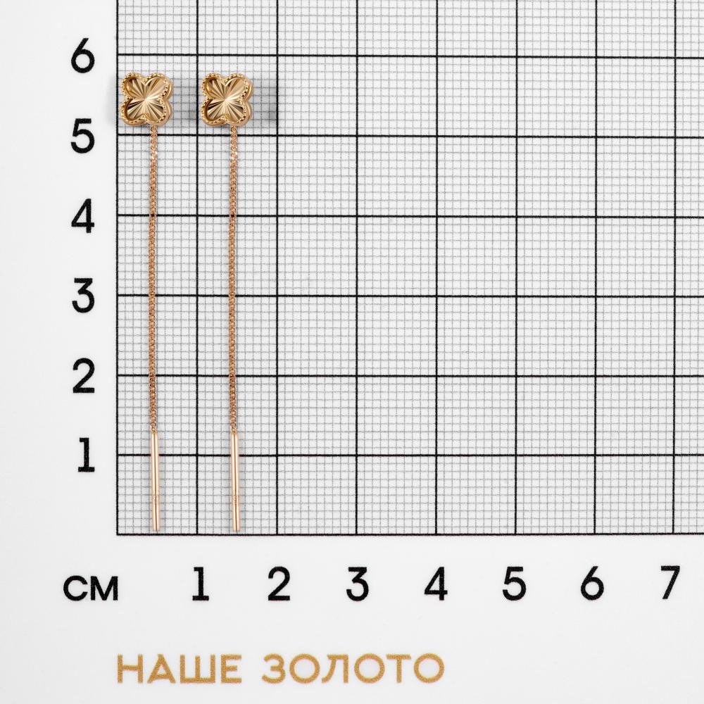 Золотые серьги протяжки  из красного золота 585 пробы ВПСС0022К