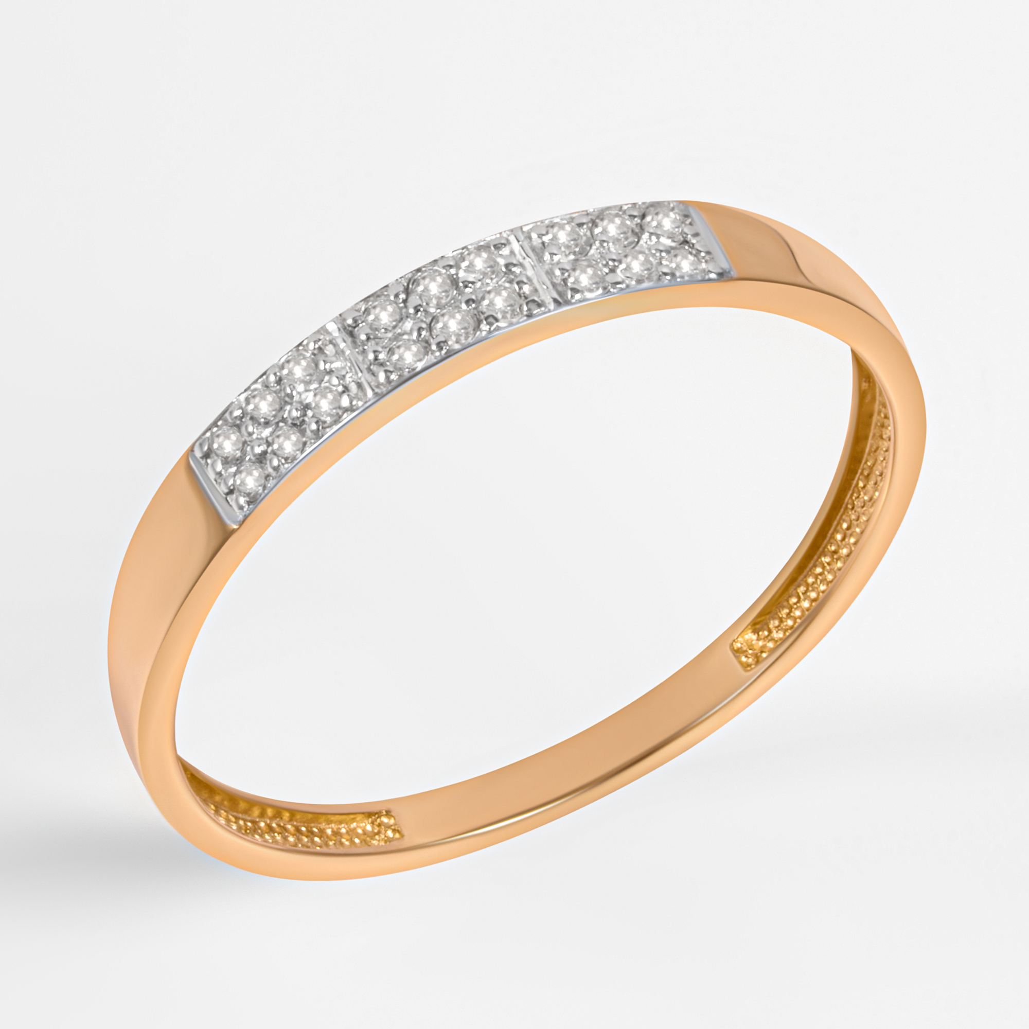 Золотое кольцо Efremof из красного золота 585 пробы со вставками из драгоценных камней (бриллиант) ЮПК1517025, размеры от 16 до 18.5