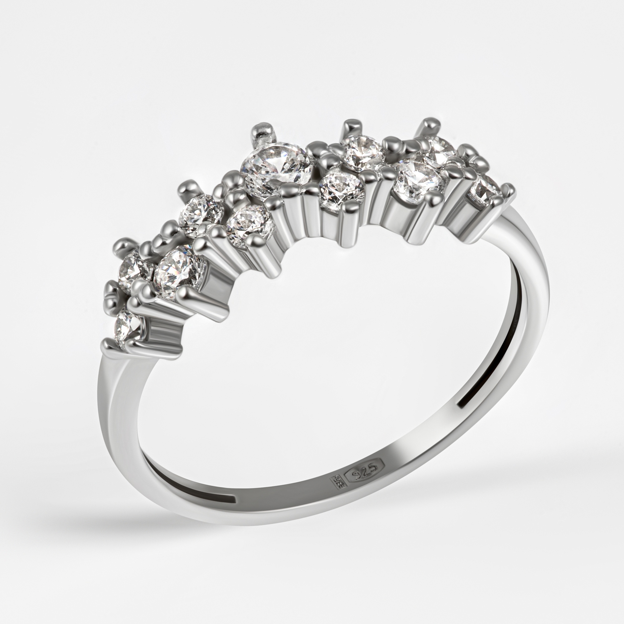 Серебряное кольцо Вознесенский  со вставками (фианит) 6В10-0547, размеры от 15 до 21