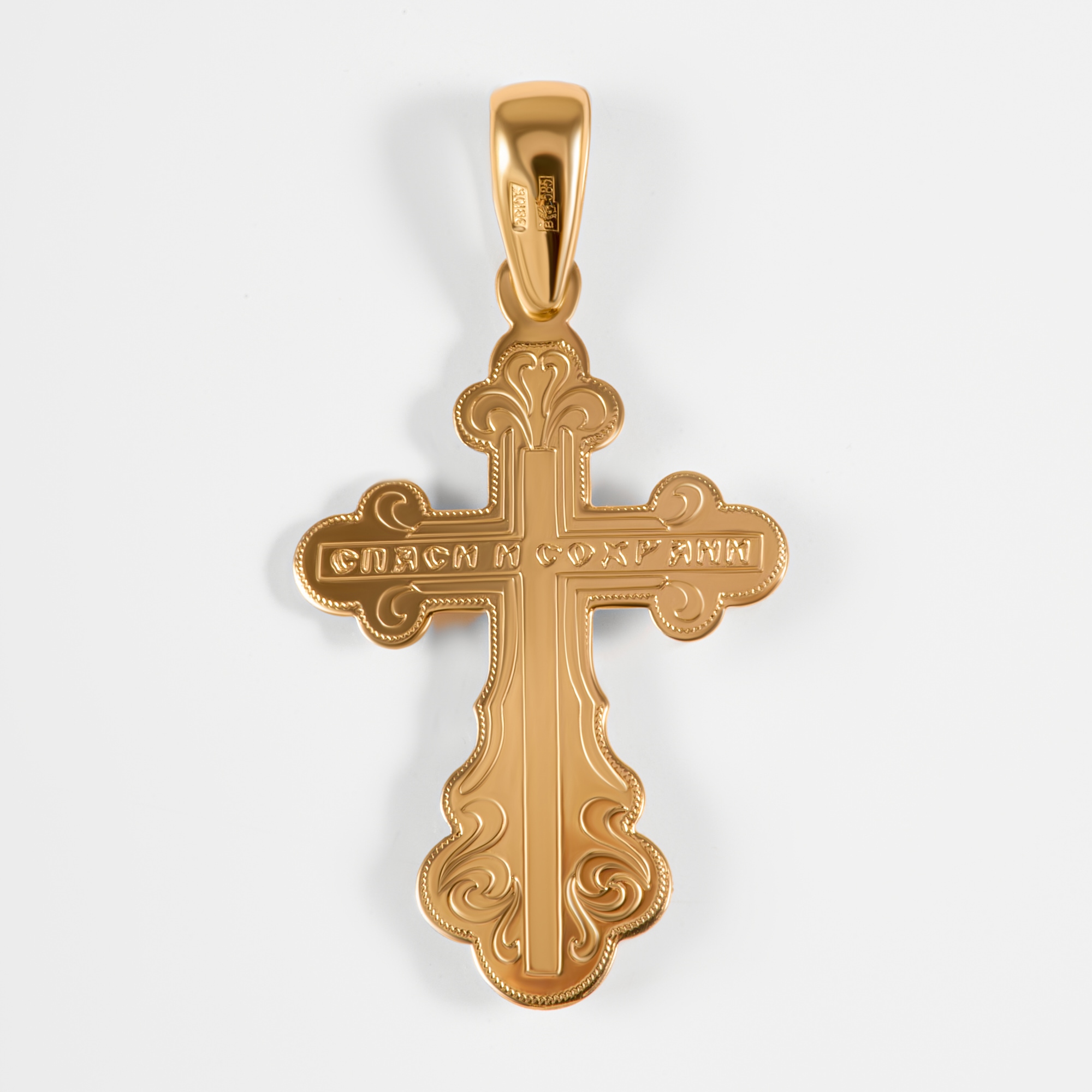 Золотой крест Иллада из красного золота 585 пробы 2И080220-06