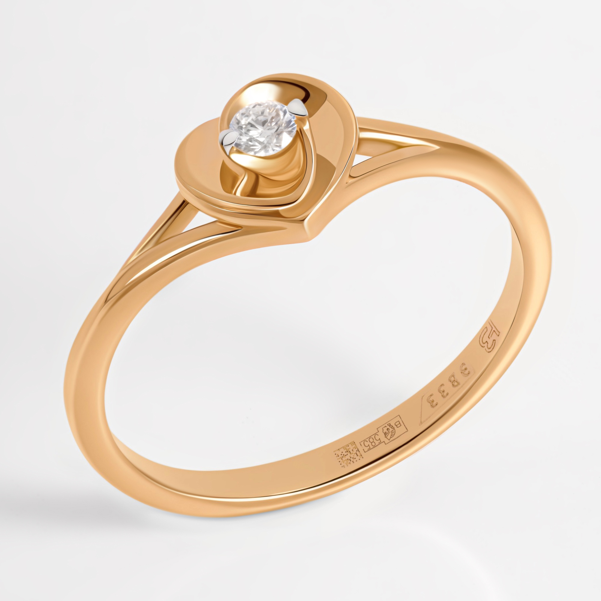 Золотое кольцо Клондайк из красного золота 585 пробы со вставками из драгоценных камней (бриллиант) ЛХ01-00963-01-001-01-01, размеры от 15.5 до 15.5