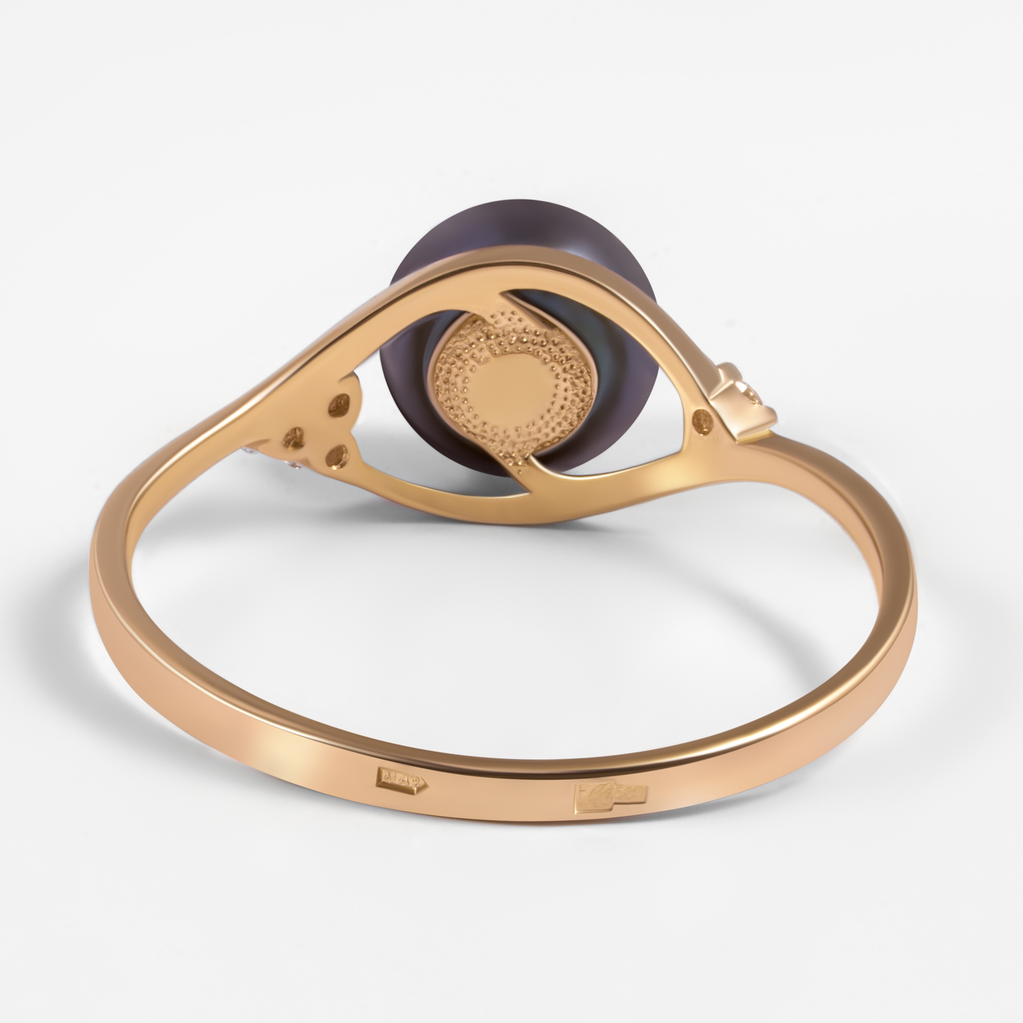 Золотое кольцо Defleur из красного золота 585 пробы  со вставками ( и фианит) ФЖ31517.2, размеры от 16 до 18.5