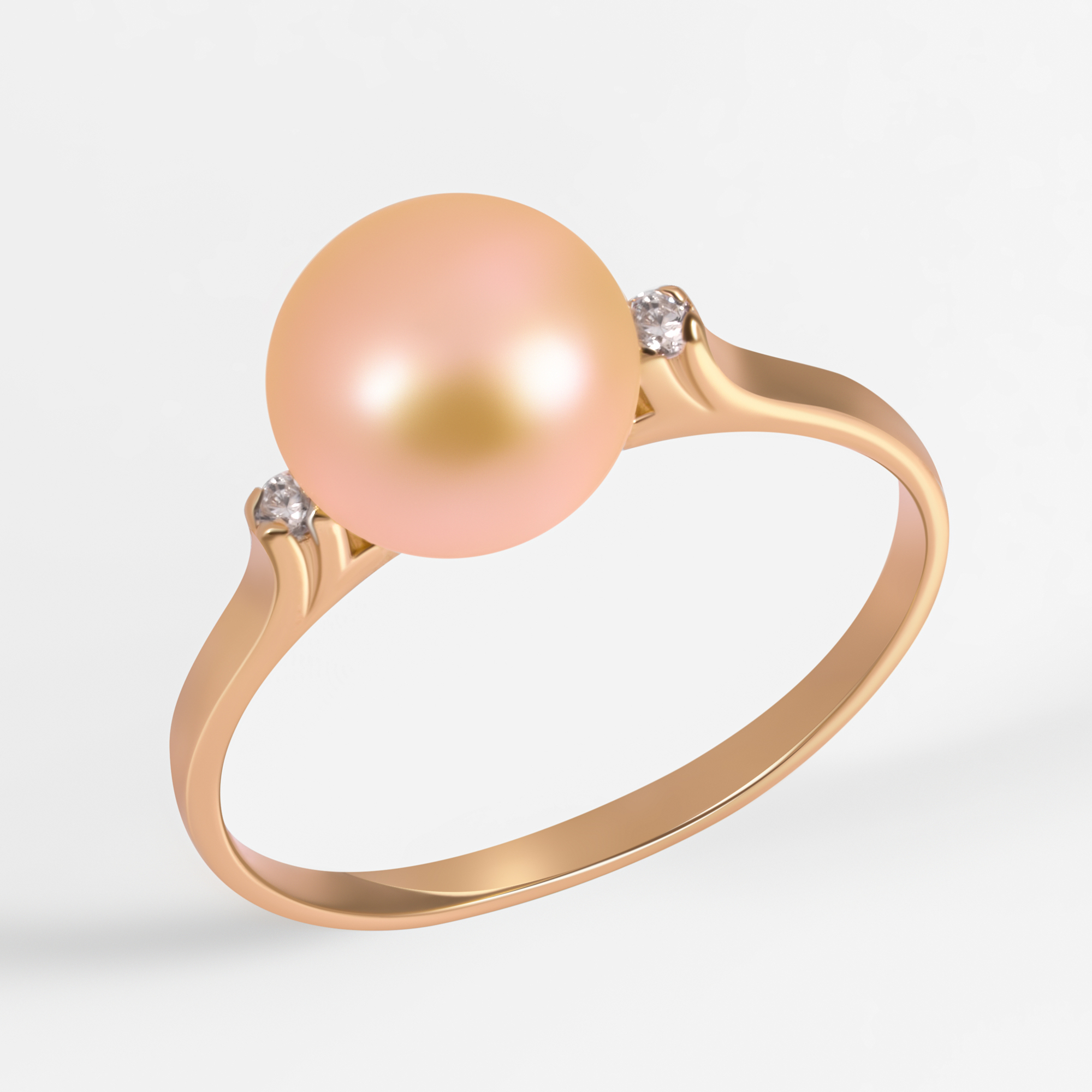 Золотое кольцо Defleur из красного золота 585 пробы  со вставками ( и фианит) ФЖ31020А3, размеры от 17.5 до 18