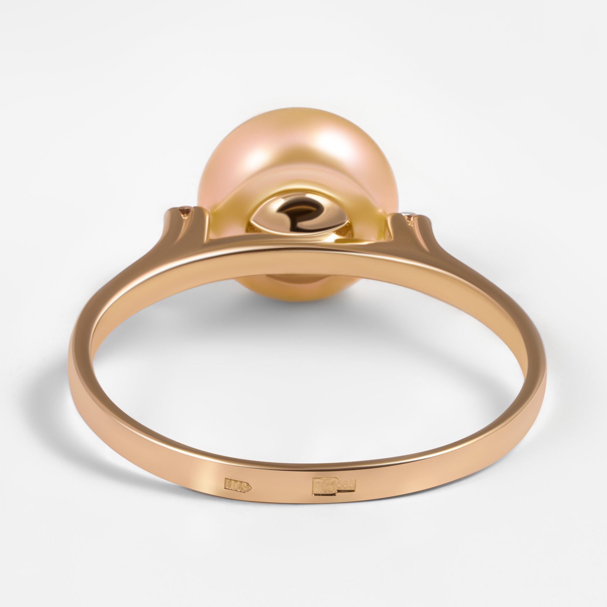 Золотое кольцо Defleur из красного золота 585 пробы  со вставками ( и фианит) ФЖ31020А3, размеры от 17.5 до 18