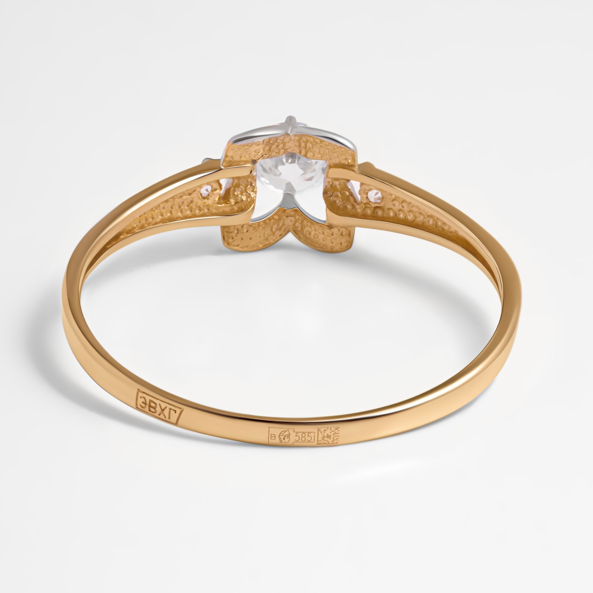 Золотое кольцо Дельта (delta) из красного золота 585 пробы  со вставками (фианит) ДП114425, размеры от 16 до 18