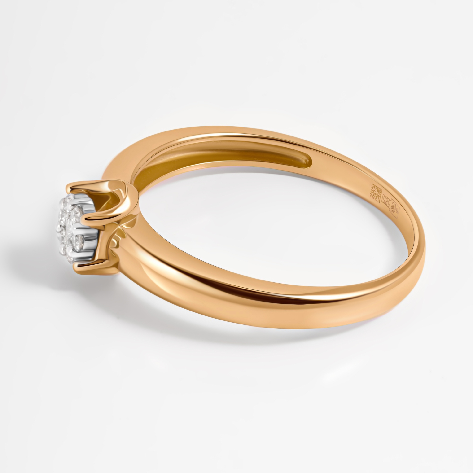 Золотое кольцо Клондайк из красного золота 585 пробы со вставками из драгоценных камней (бриллиант) ЛХ1-1087, размеры от 15.5 до 17.5