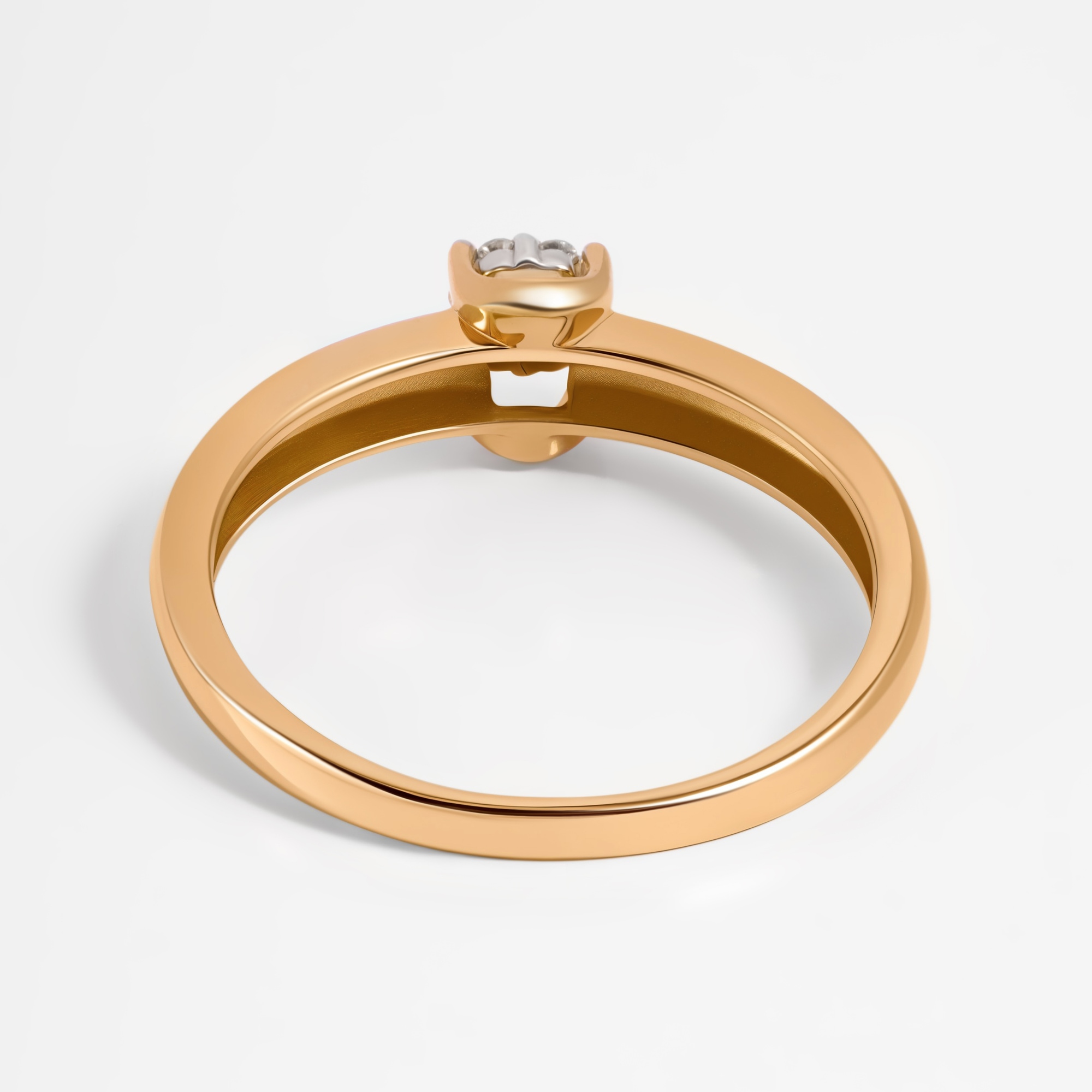 Золотое кольцо Клондайк из красного золота 585 пробы со вставками из драгоценных камней (бриллиант) ЛХ1-1087, размеры от 15.5 до 17.5