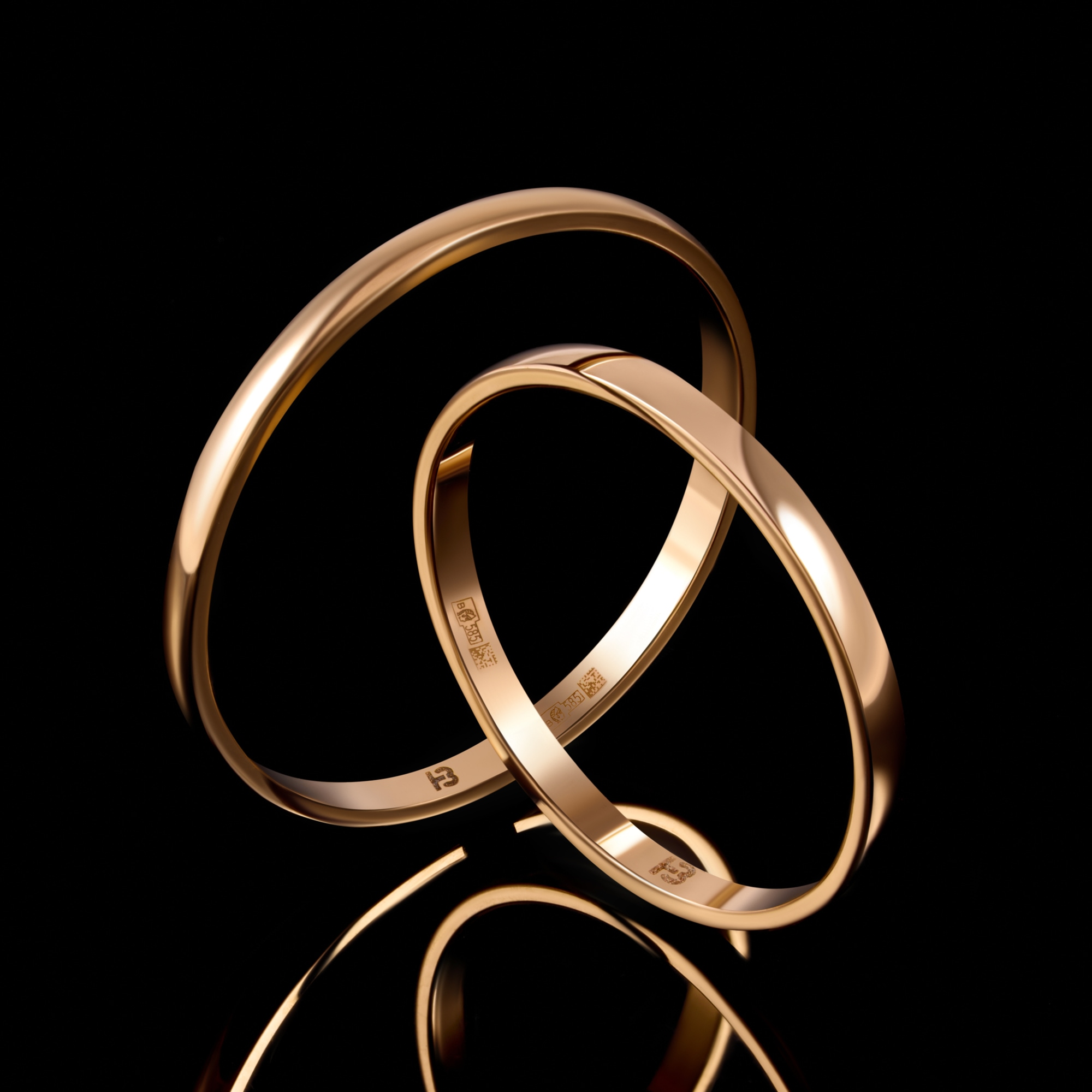 Золотое кольцо обручальное Гавва из красного золота 585 пробы ДЦКО-1,5