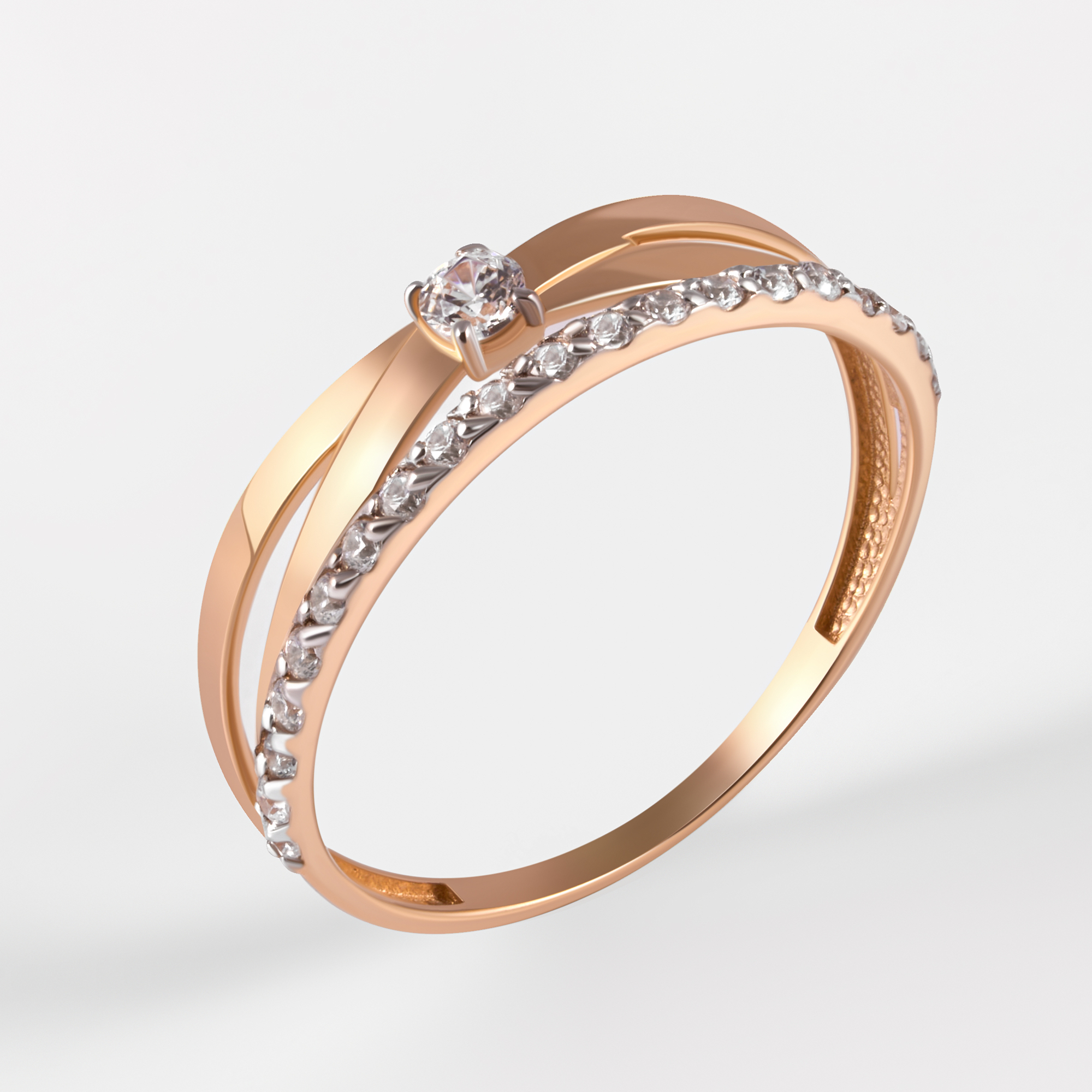Золотое кольцо Liberty из красного золота 585 пробы РЫ1007541