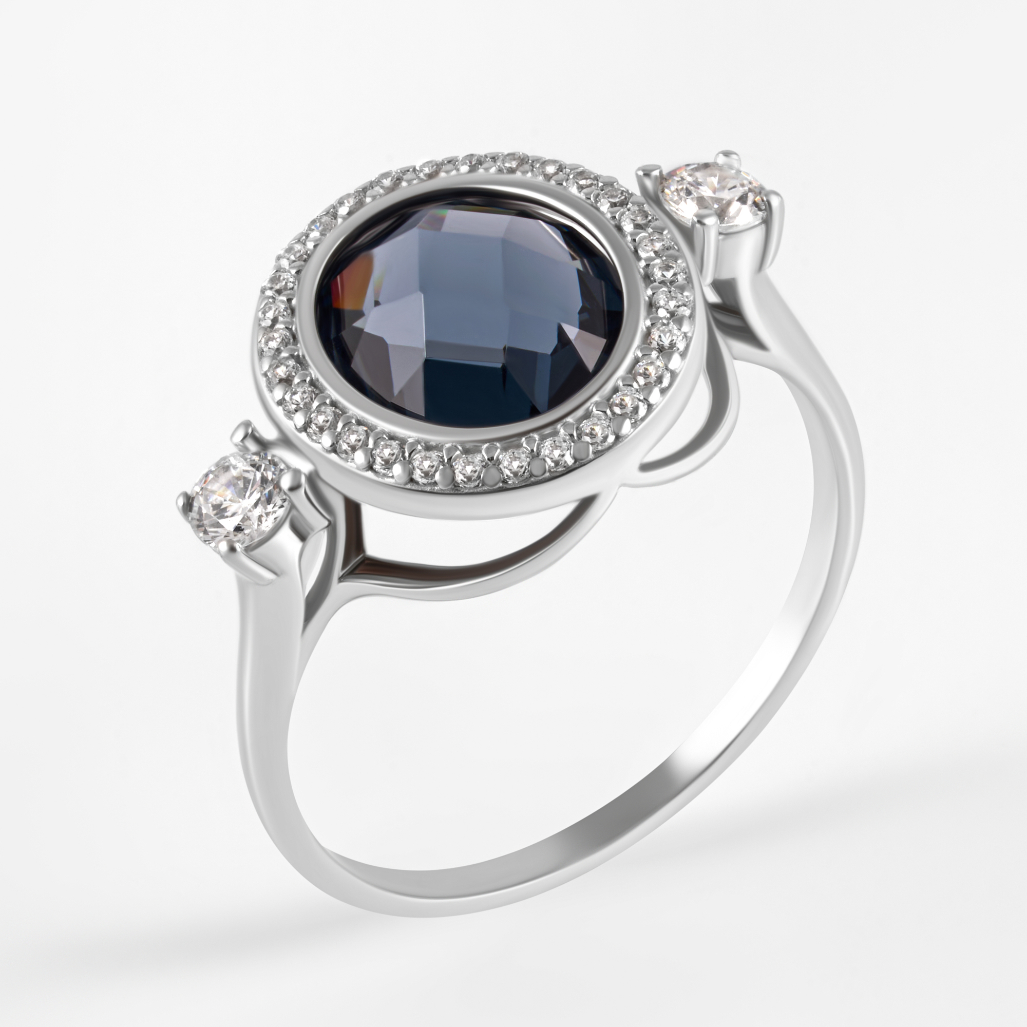 Серебряное кольцо с ситаллом и фианитами
