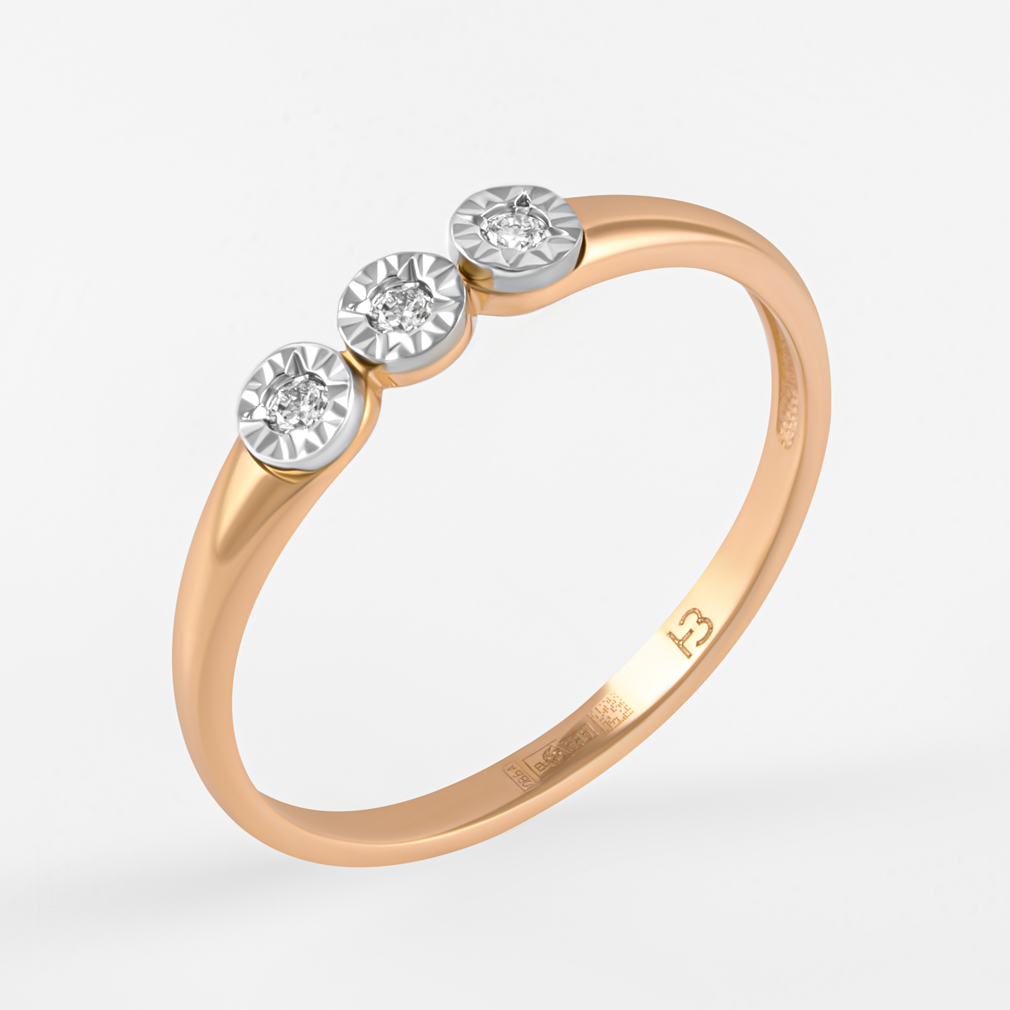 Золотое кольцо Бриллиант союз из красного золота 585 пробы ЫЗ5-2946-103И1-1К