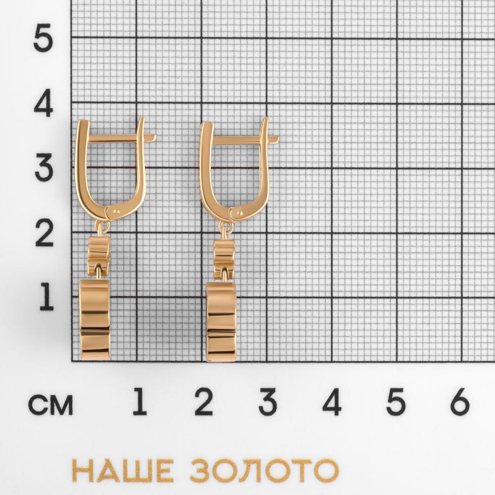 Золотые серьги подвесные Бергер из красного золота 585 пробы Б2120060