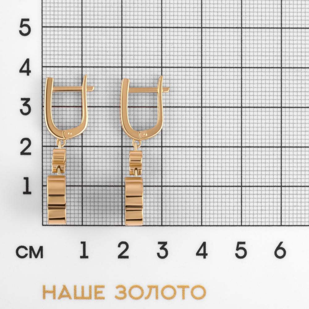 Золотые серьги подвесные Бергер из красного золота 585 пробы Б2120060п
