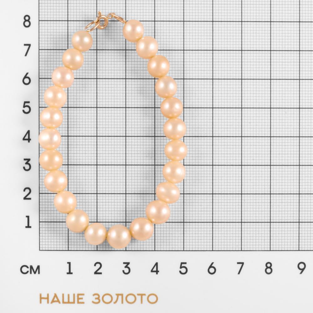 Золотой браслет Елунина из красного золота 585 пробы  со вставками (жемчугом) ЕУ1191300, размеры от 19 до 19