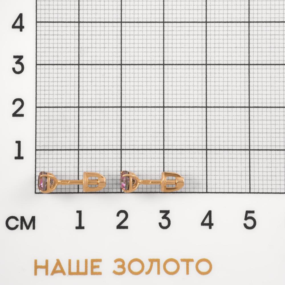 Золотые серьги гвоздики Лена томми из красного золота 585 пробы 3Т24390128КвцМис