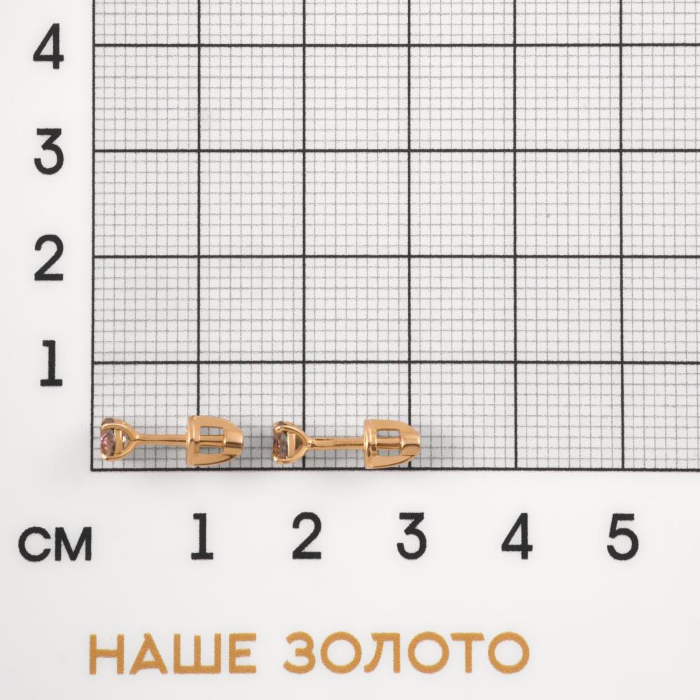 Золотые серьги гвоздики Лена томми из красного золота 585 пробы 3Т24390027