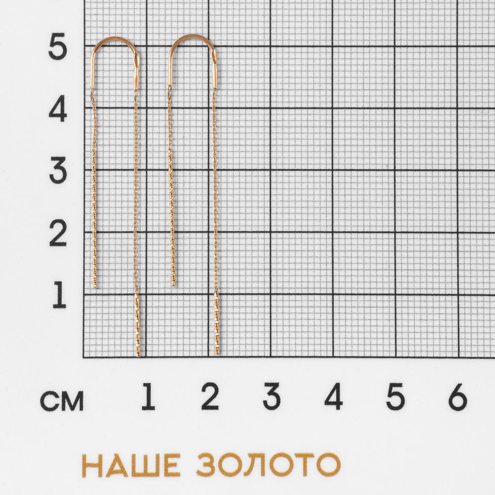 Золотые серьги протяжки Ювелир трейд из красного золота 585 пробы ЮЙ210-80-0410-00