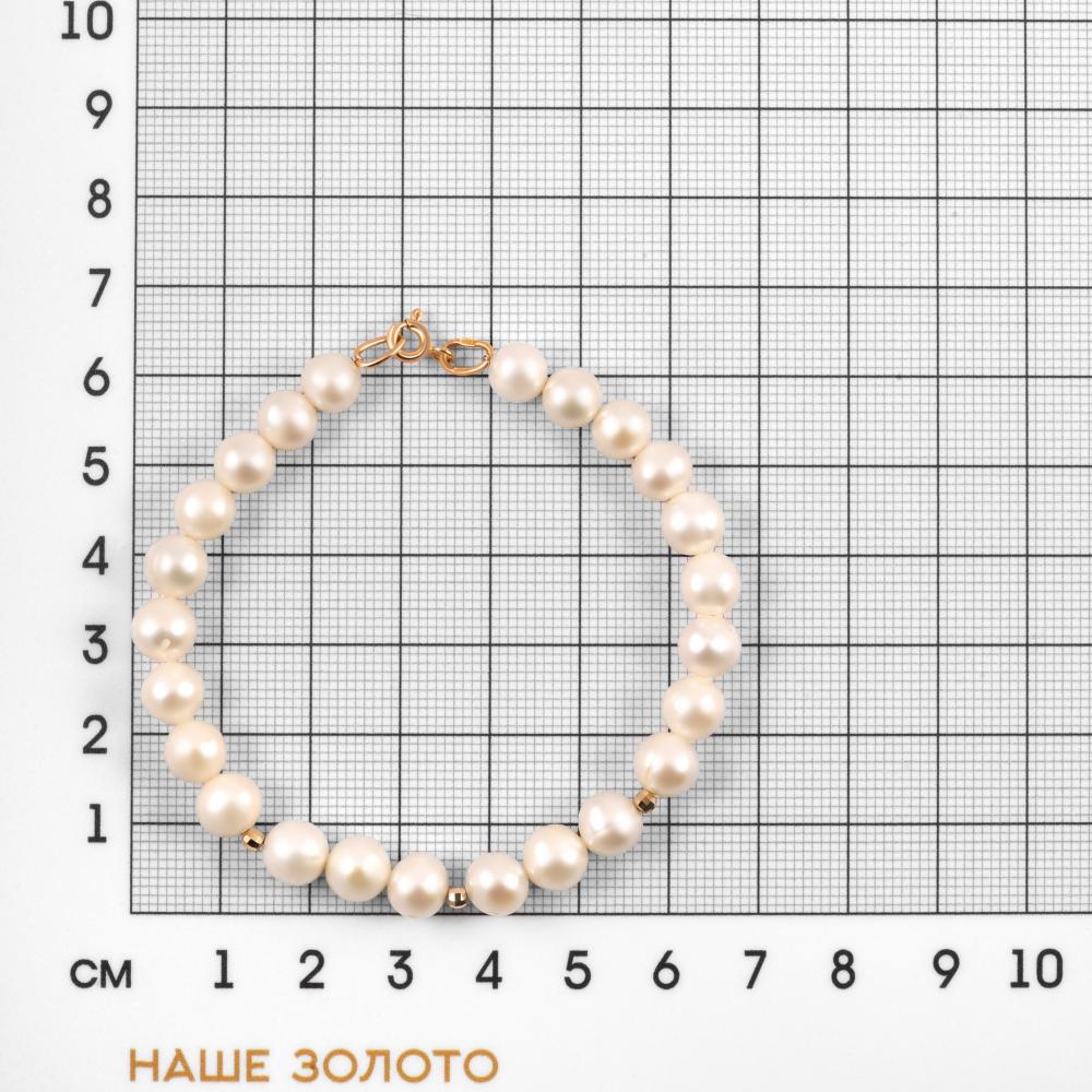 Золотой браслет Палитра из красного золота 585 пробы  со вставками (жемчугом) ЕУБЖЗ1673, размеры от 20 до 20