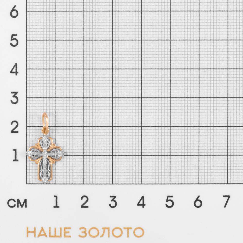 Золотой крест Иллада из красного золота 585 пробы 2И080114