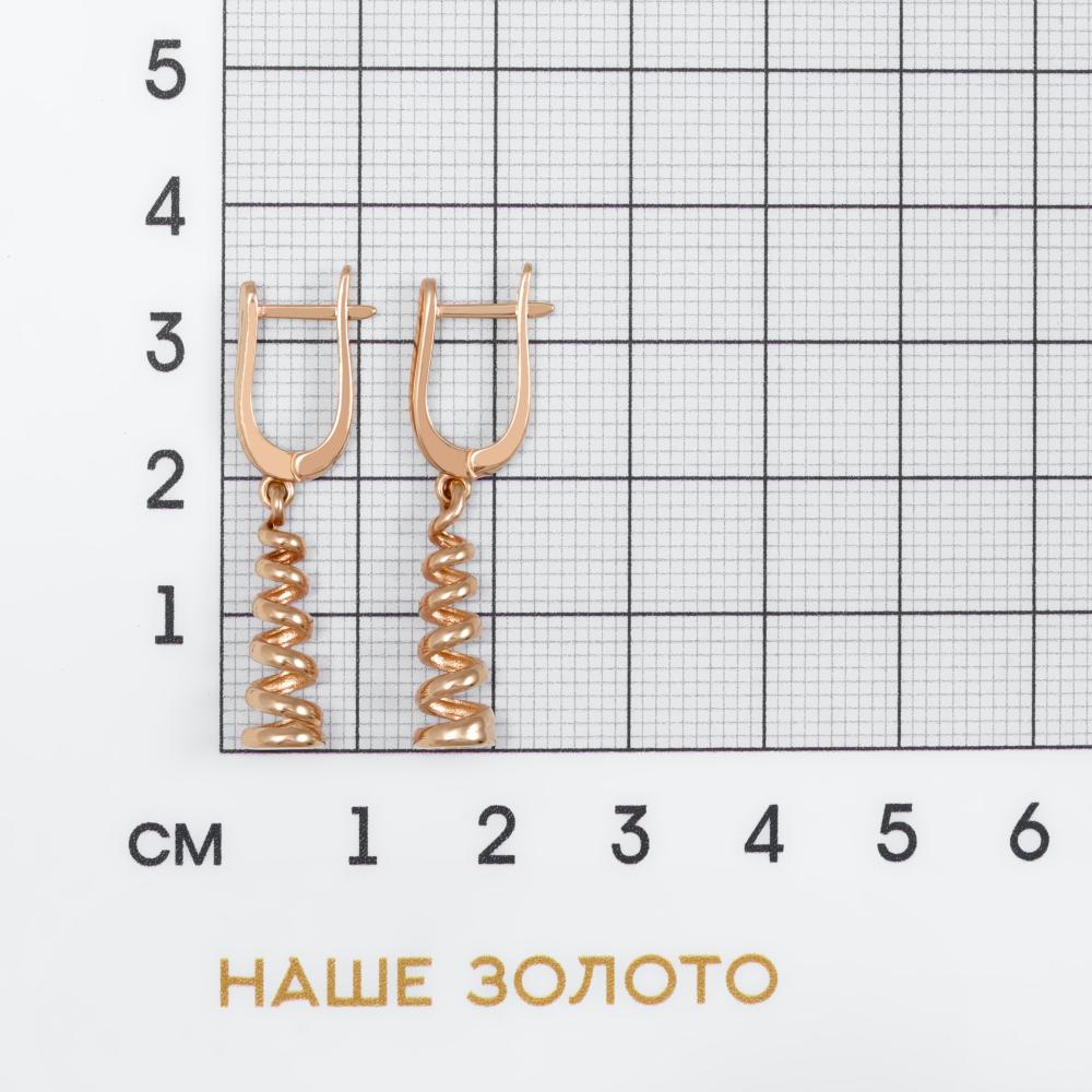 Золотые серьги подвесные Альтеза из красного золота 585 пробы А920259