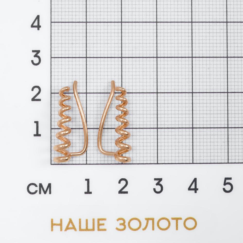 Золотые серьги протяжки Альтеза из красного золота 585 пробы А920257