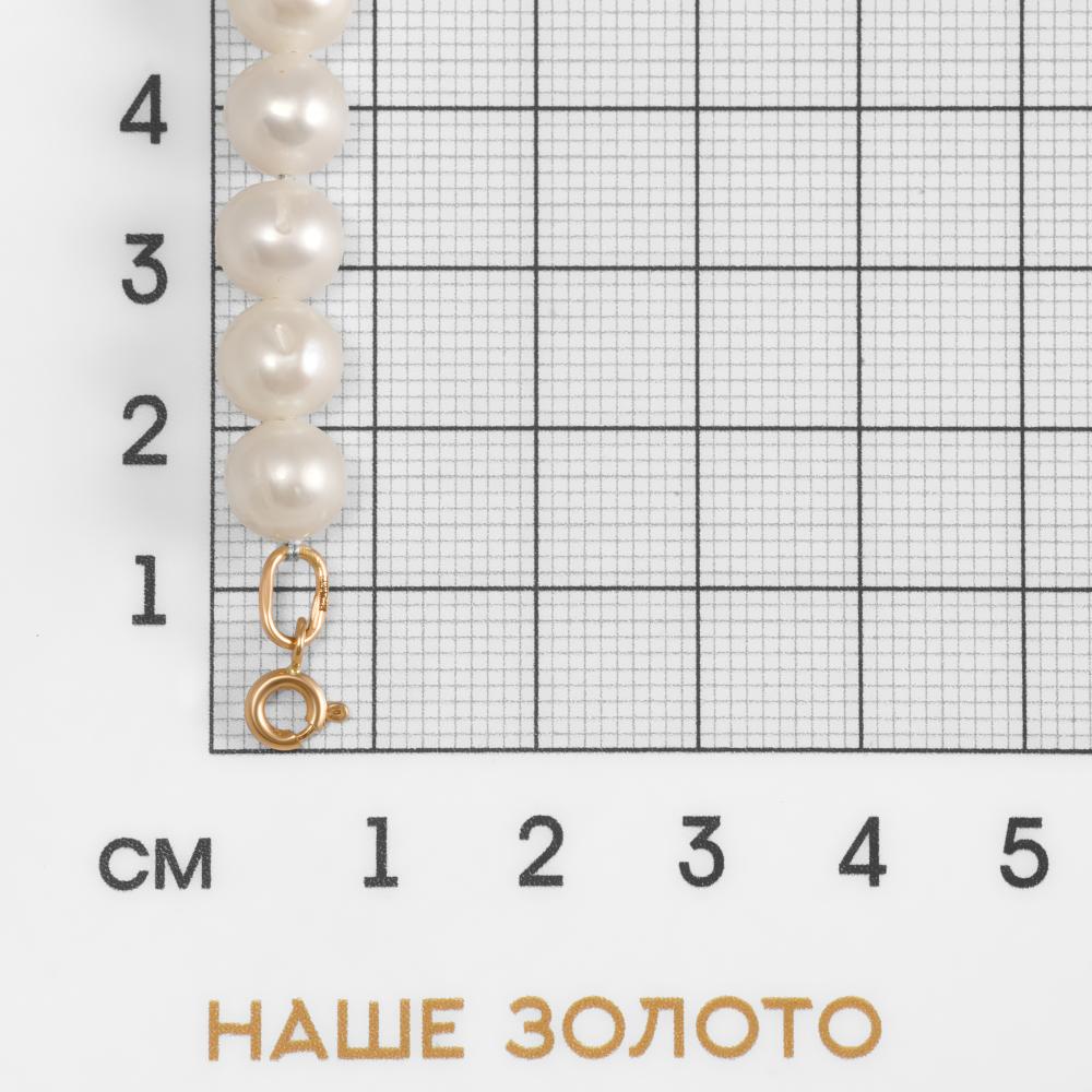 Золотой браслет Елунина из красного золота 585 пробы  со вставками (жемчугом) ЕУ1191300, размеры от 19 до 19