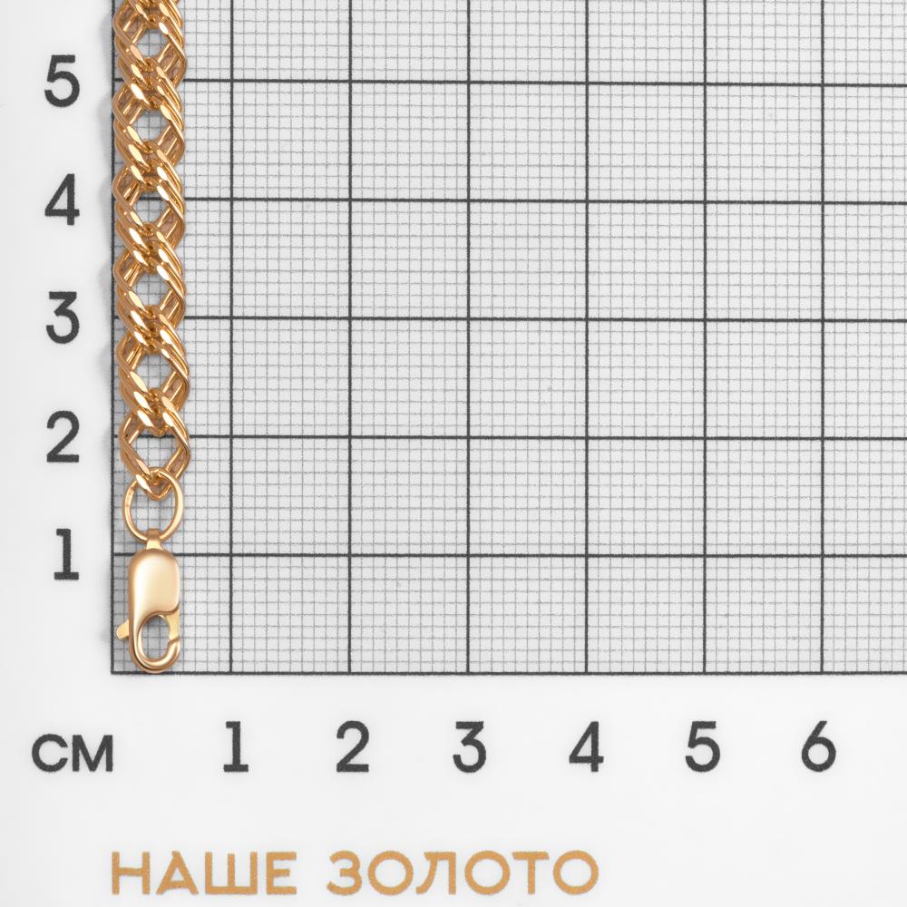 Золотой браслет Krastsvetmet из красного золота 585 пробы ромб тройной 070 КЯНБ12-203ПГ.070, размеры от 19 до 21