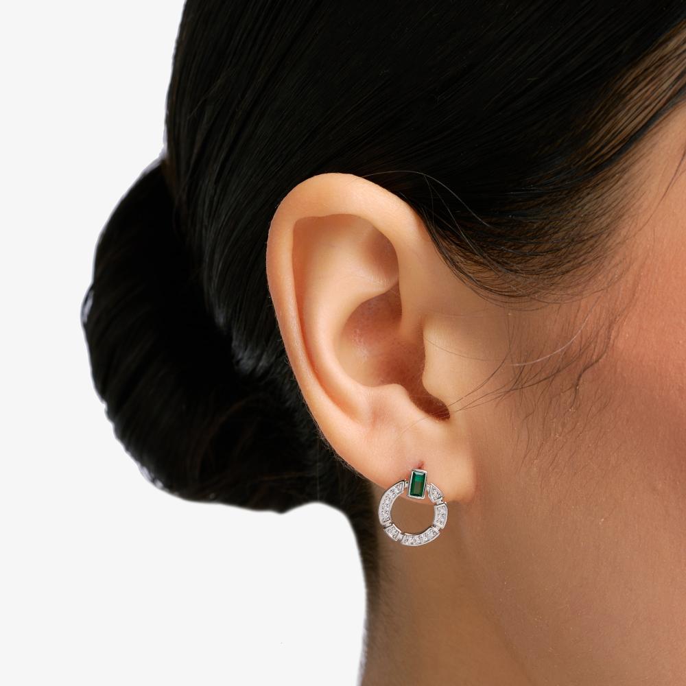 Серебряные серьги гвоздики  ПУЦЗ-Е04006-Х-В-ЕМ-Х-В