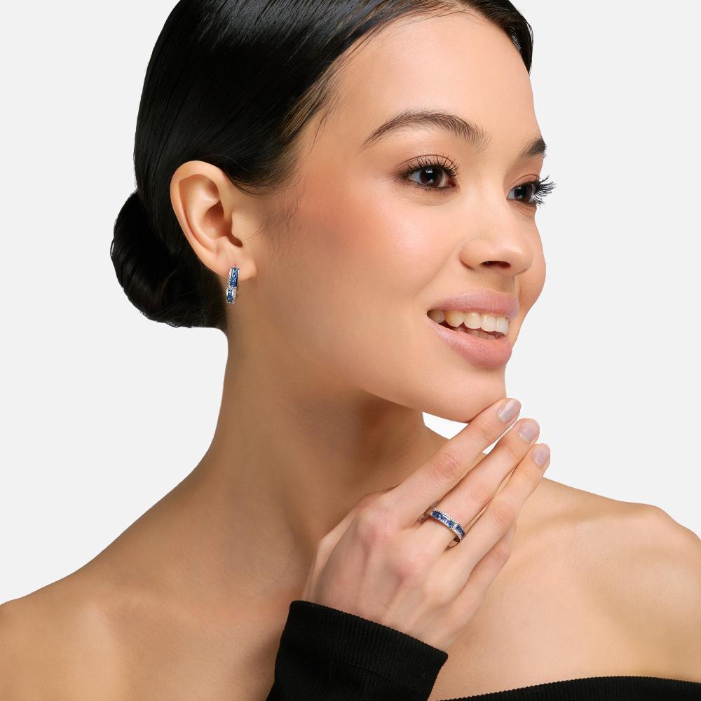 Серебряные серьги  ПУЦЗ-Е1472-6-Х-В-С4-Х-В