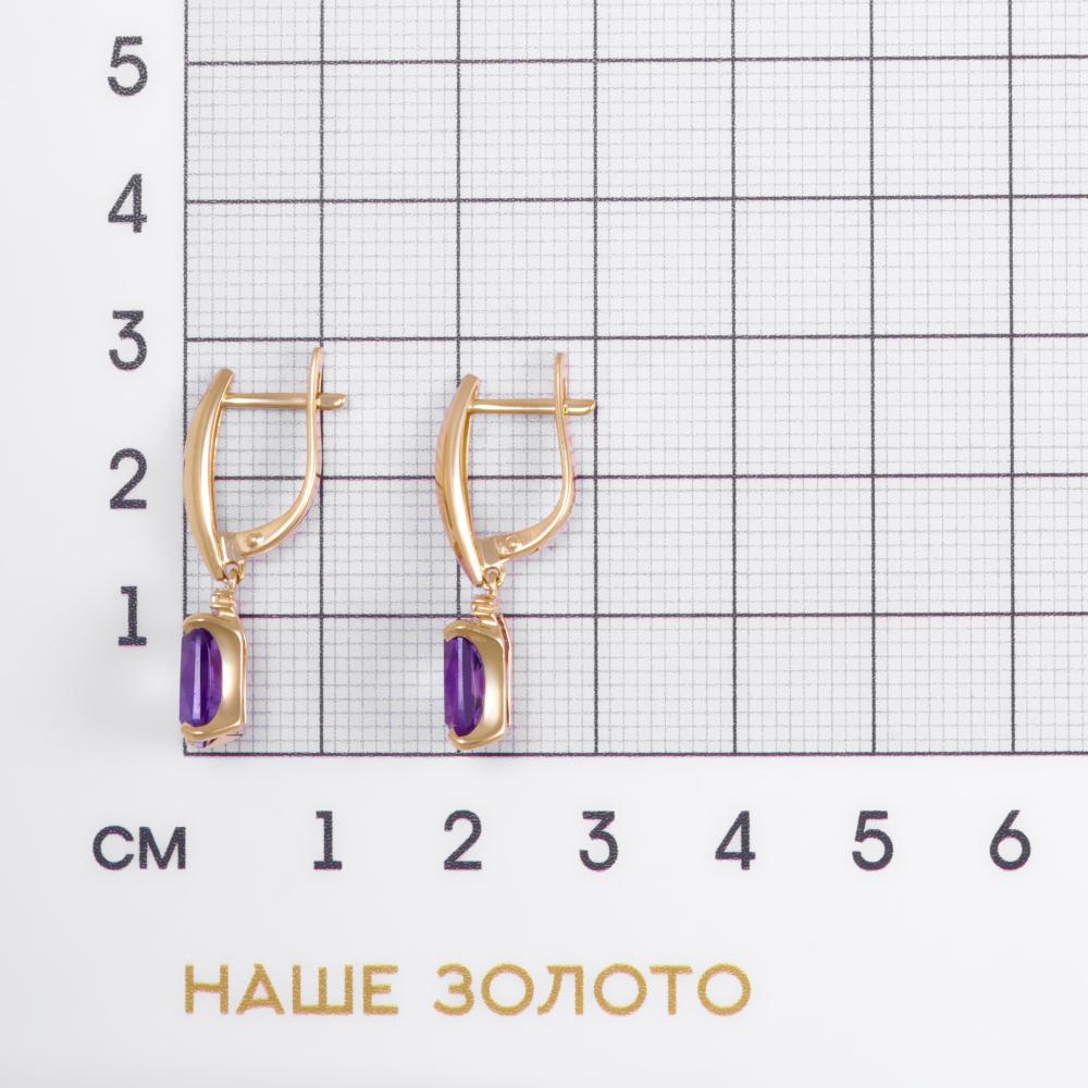 Золотые серьги подвесные Ювелирные традиции из красного золота 585 пробы ЮИС122-7728Ам